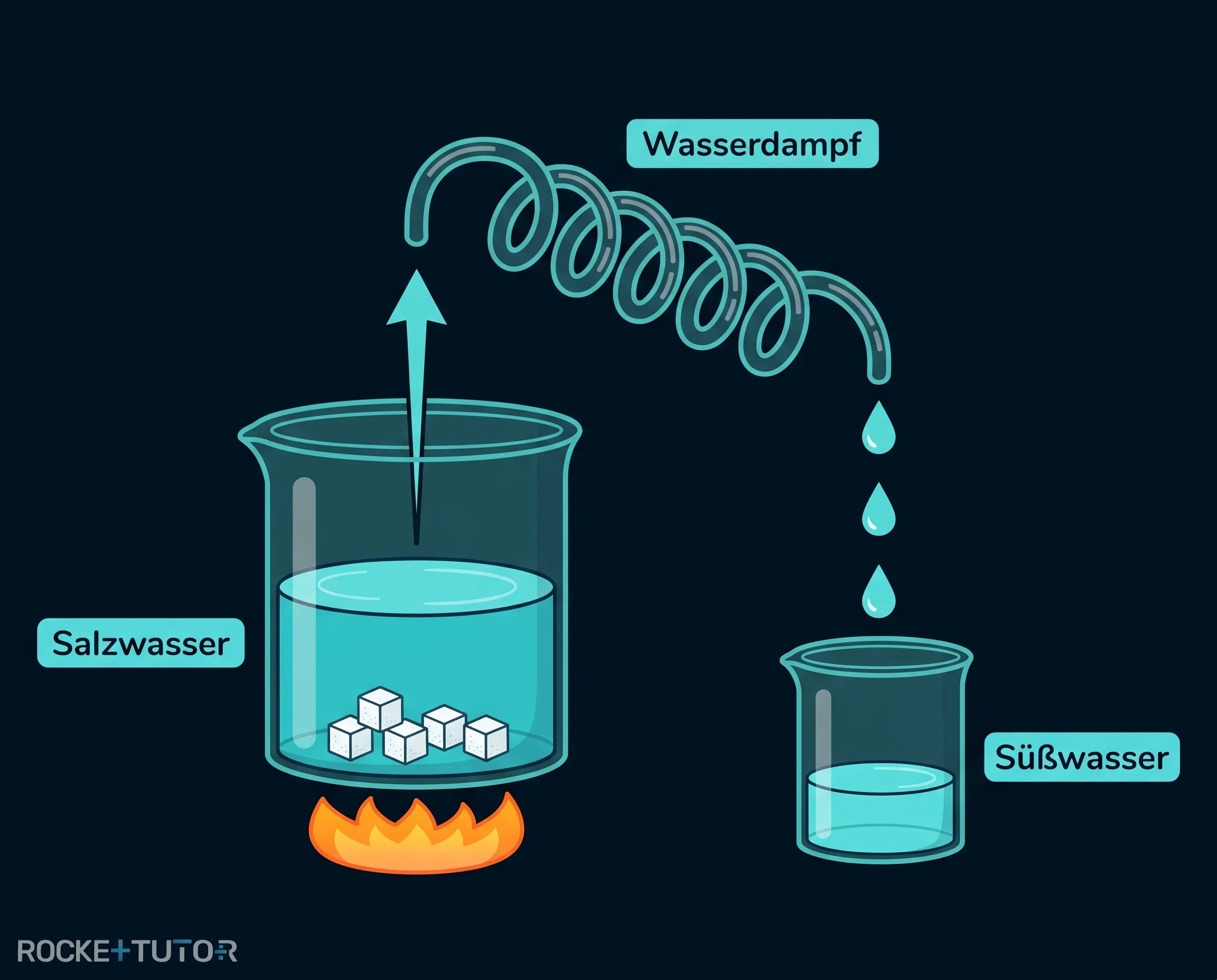 Schema der thermischen Entsalzungsanlage