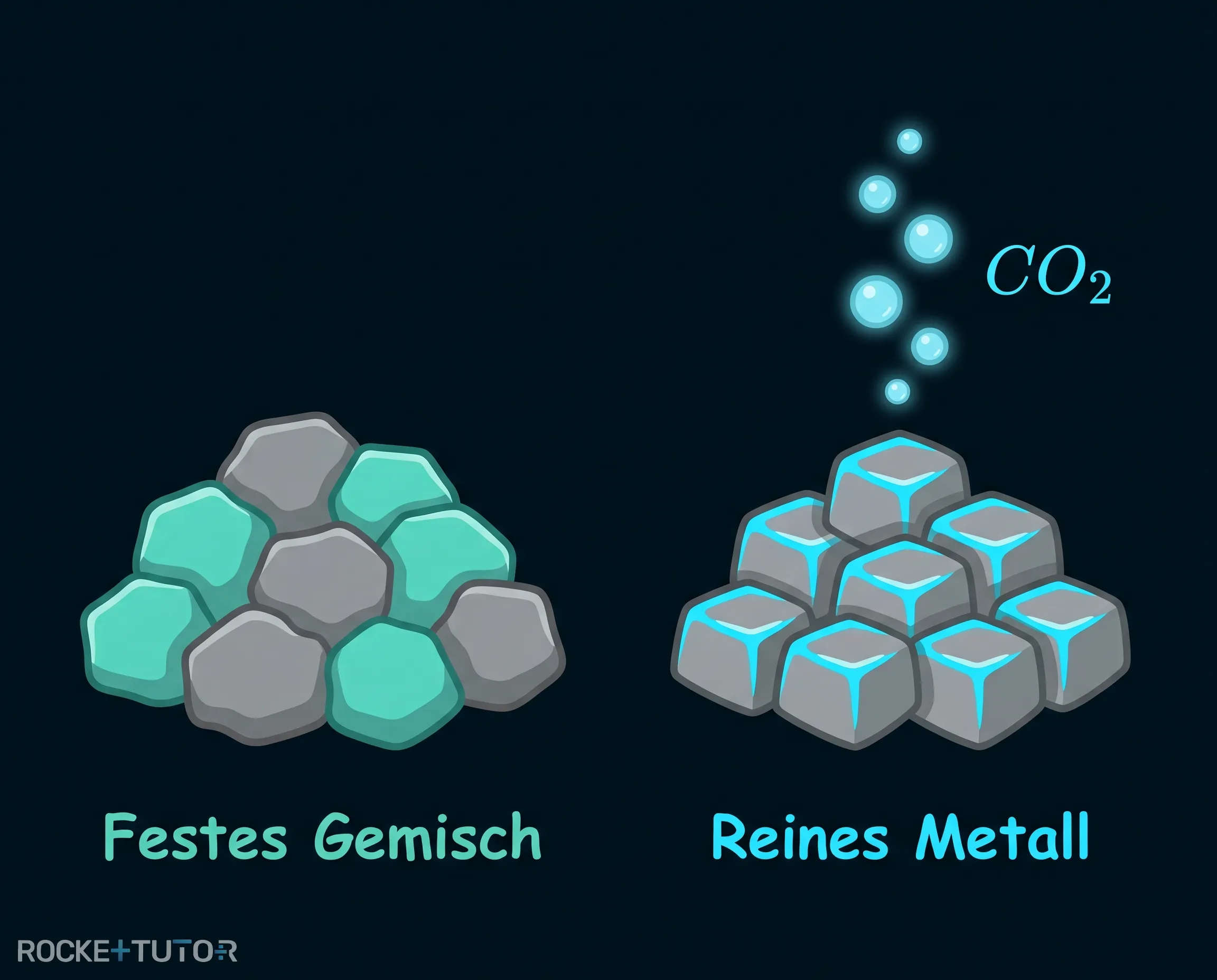 Reduktion mit Kohlenstoff zu Gas