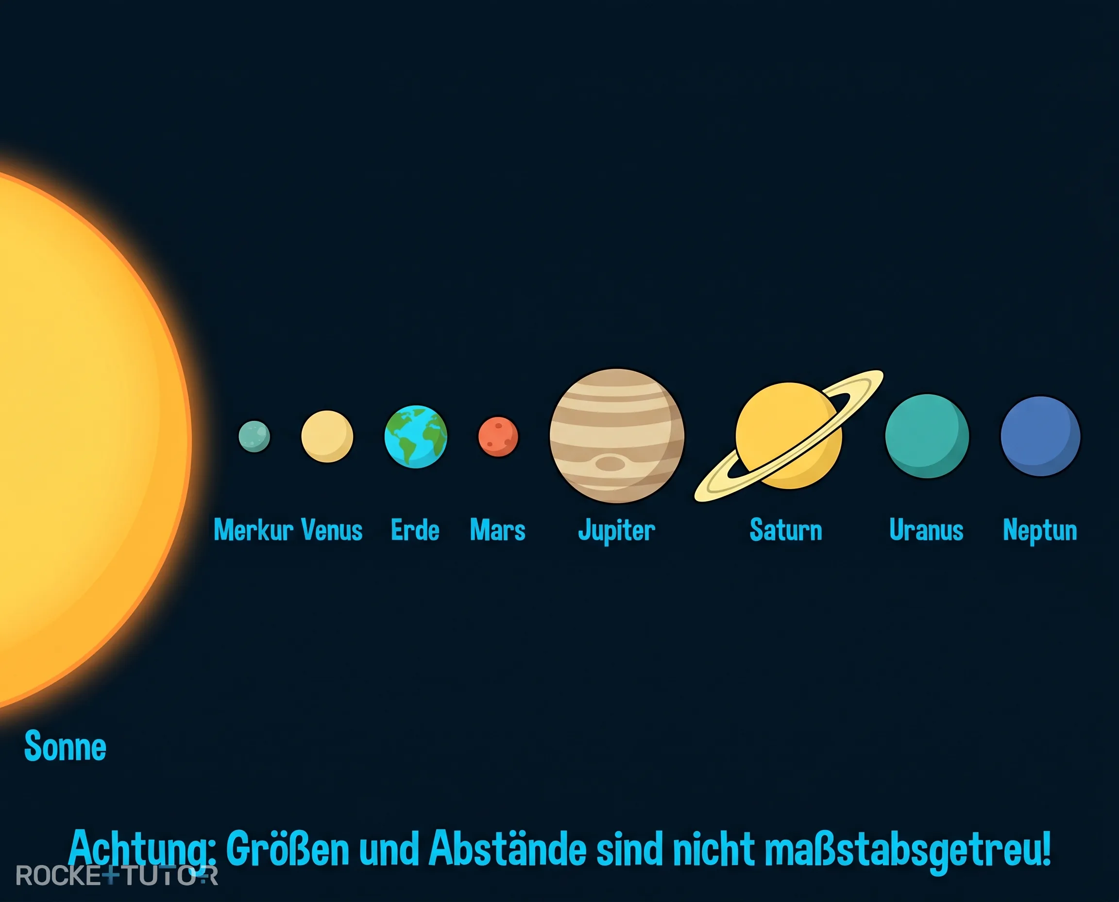 Planeten des Sonnensystems in Reihenfolge