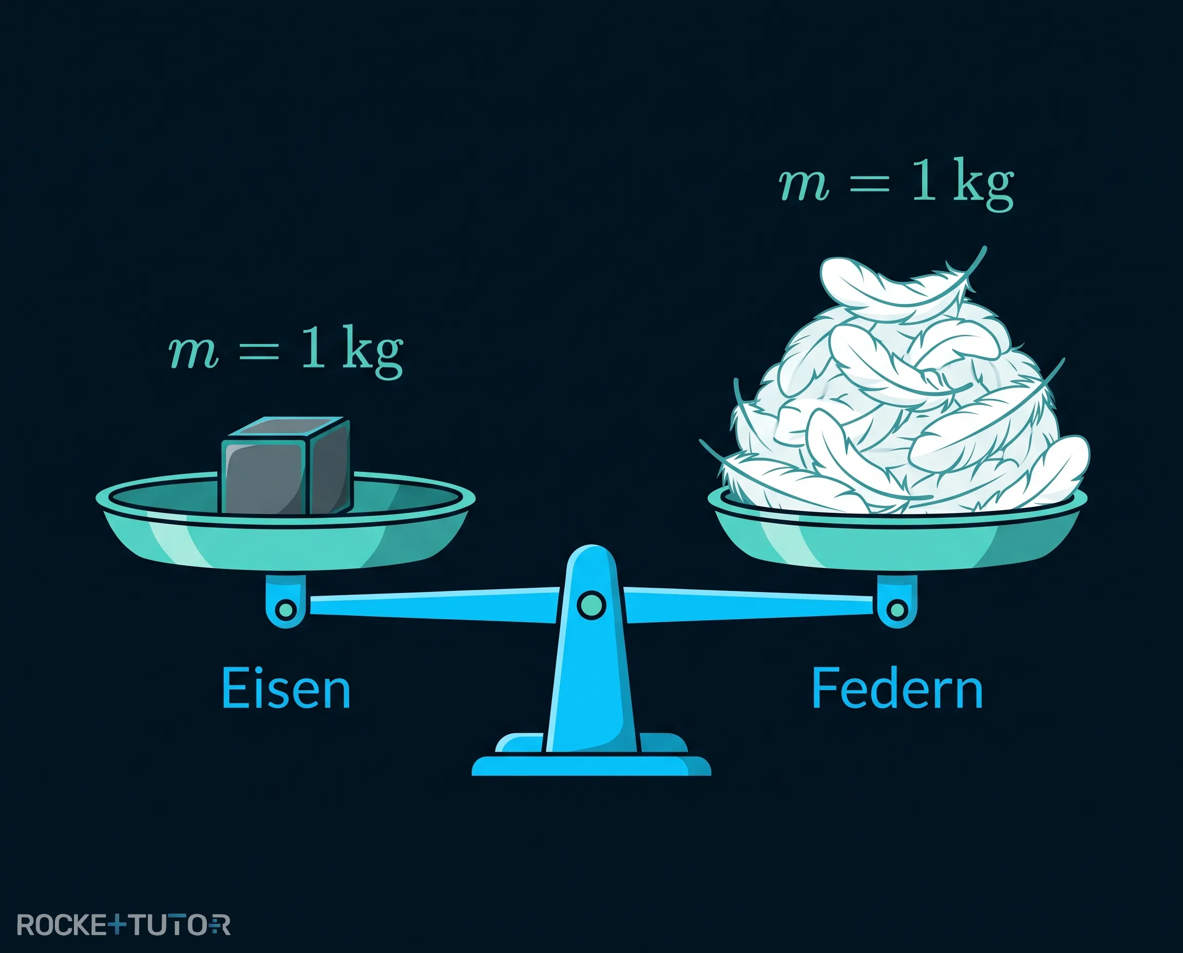 Vergleich von Federn und Eisenwürfel