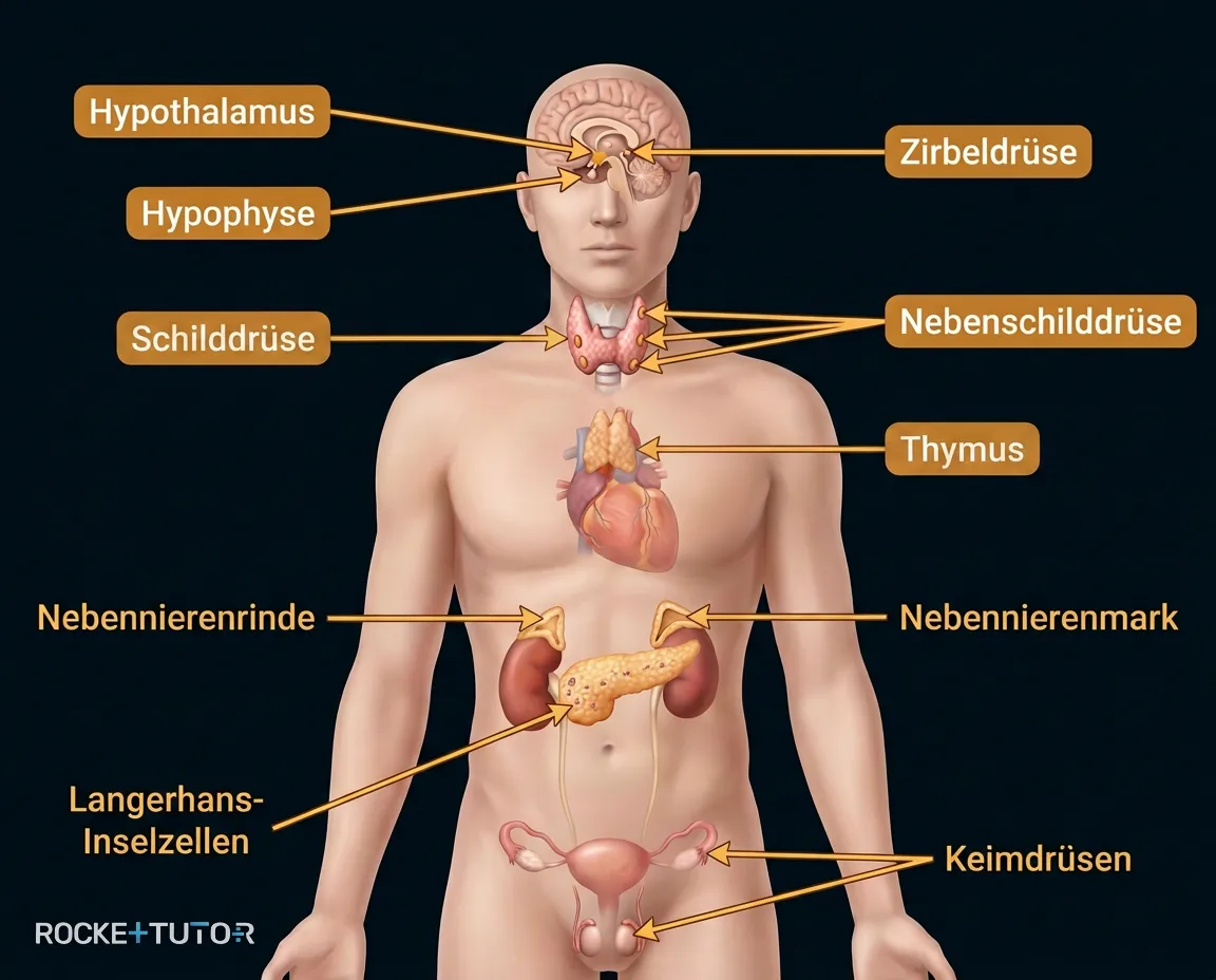 Übersicht der Hormondrüsen im Körper