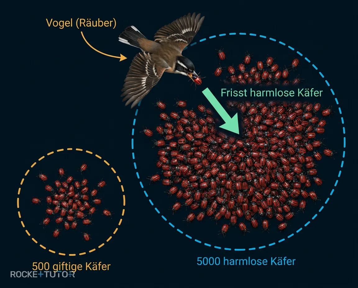 Vogel und rote Käfer