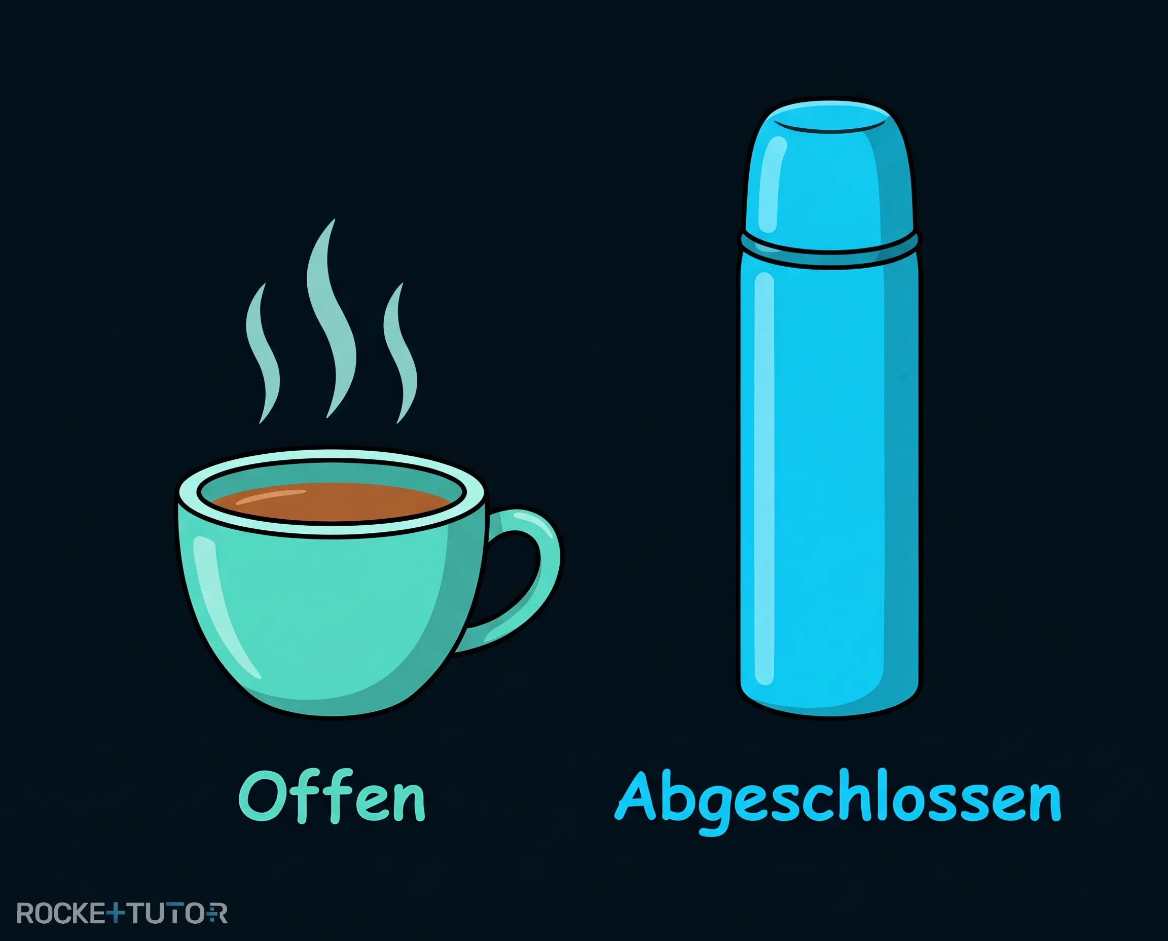 Heißer Tee in Tasse und Thermoskanne