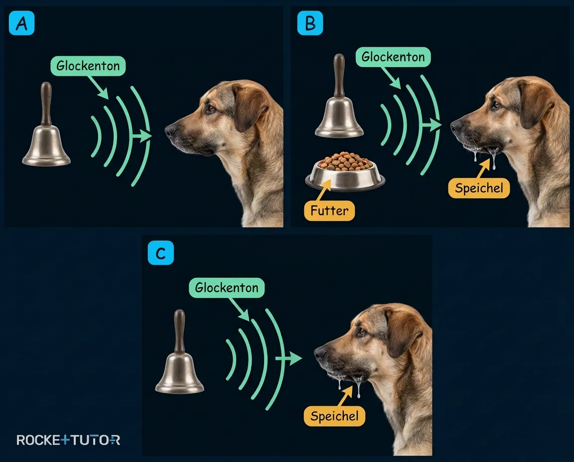 Hund mit Glocke und Futter