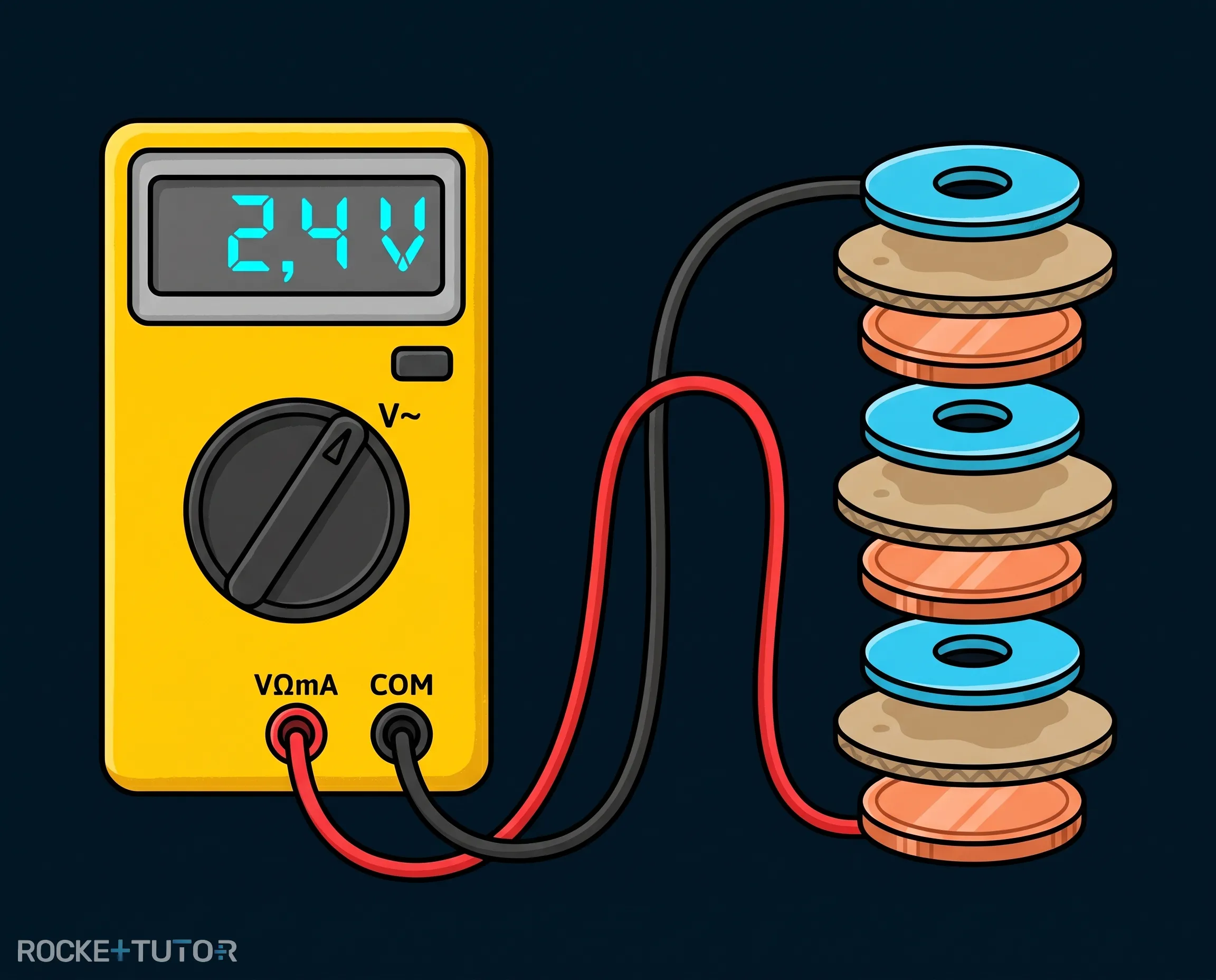 Münz-Batterie mit Spannungsmessgerät