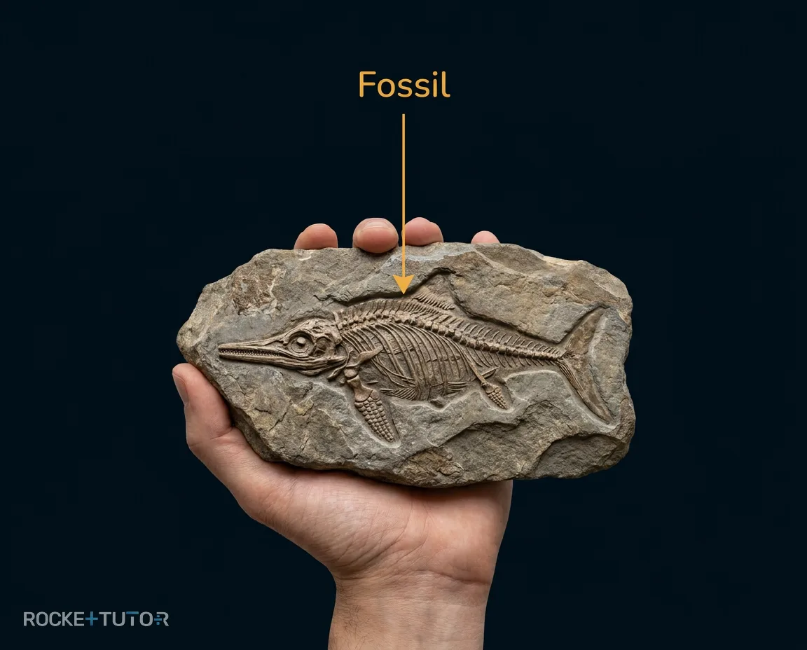 Fossil eines Seeungeheuers im Stein