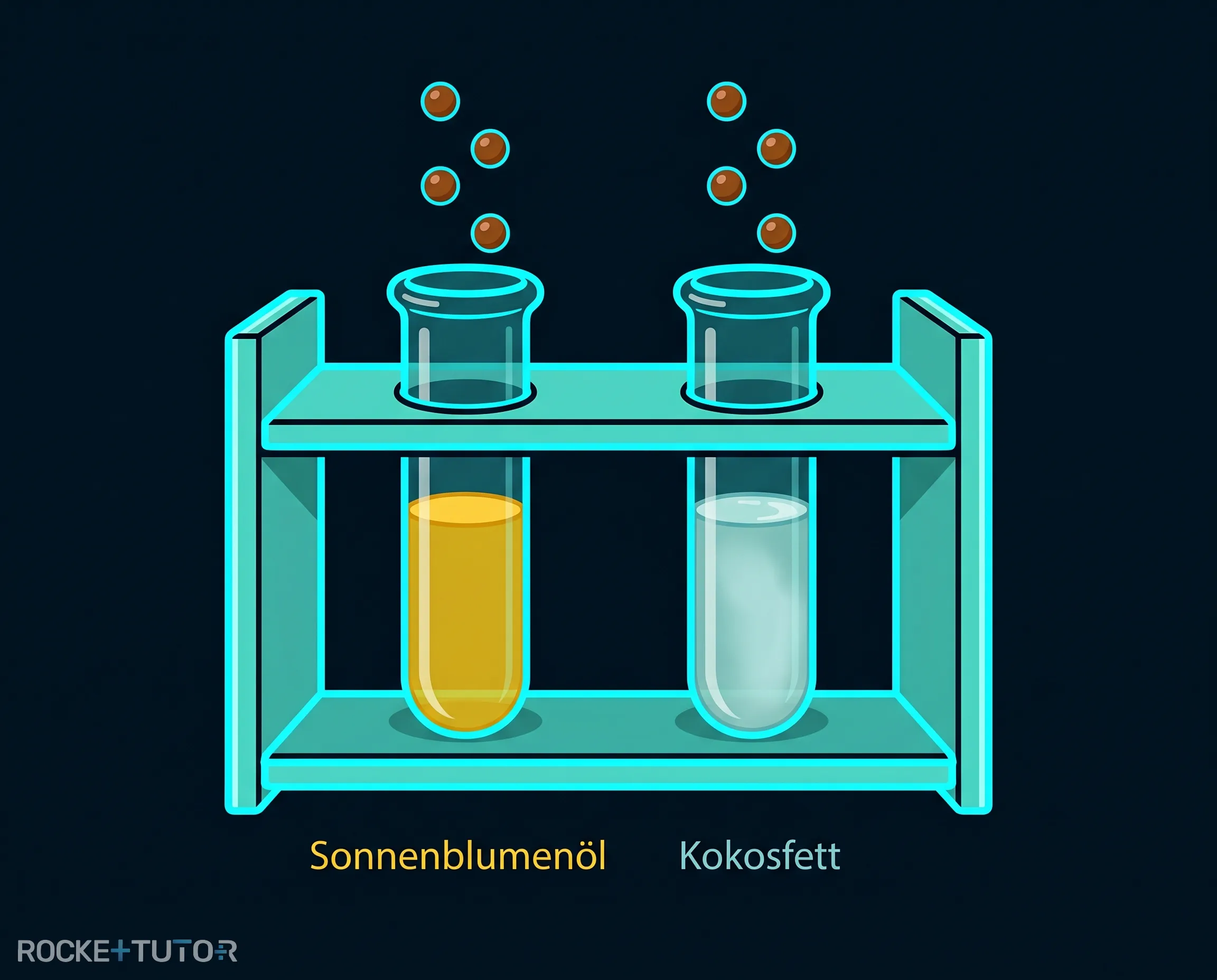 Bromwasser zu Öl und Fett geben