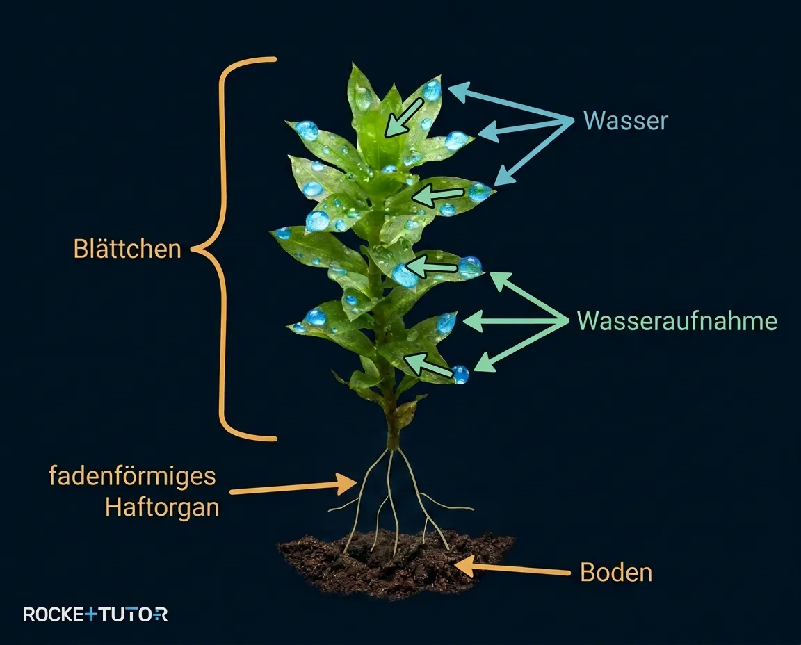 Frauenhaarmoos mit Wassertropfen