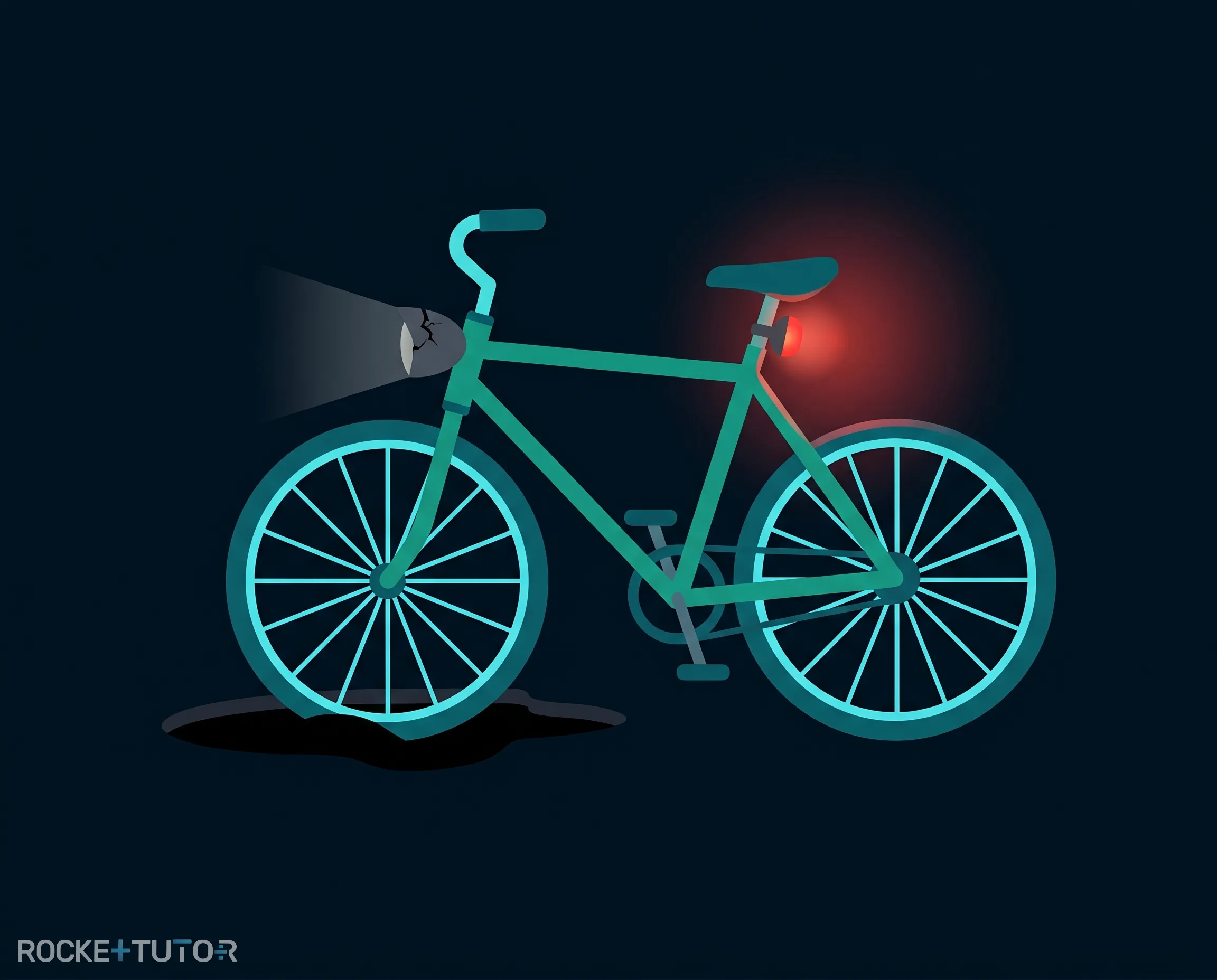 Fahrrad im Dunkeln mit Licht