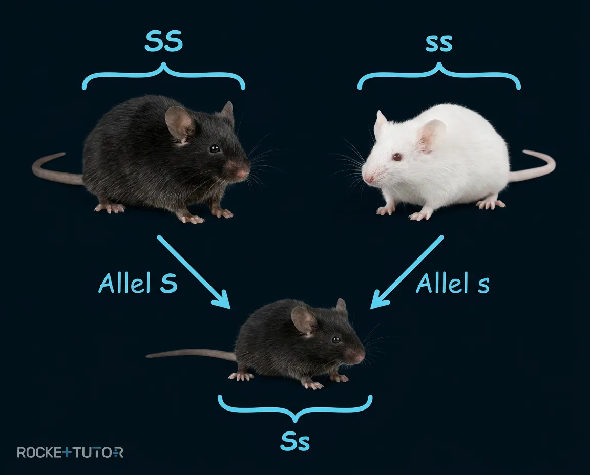 Kreuzung schwarze und weiße Maus