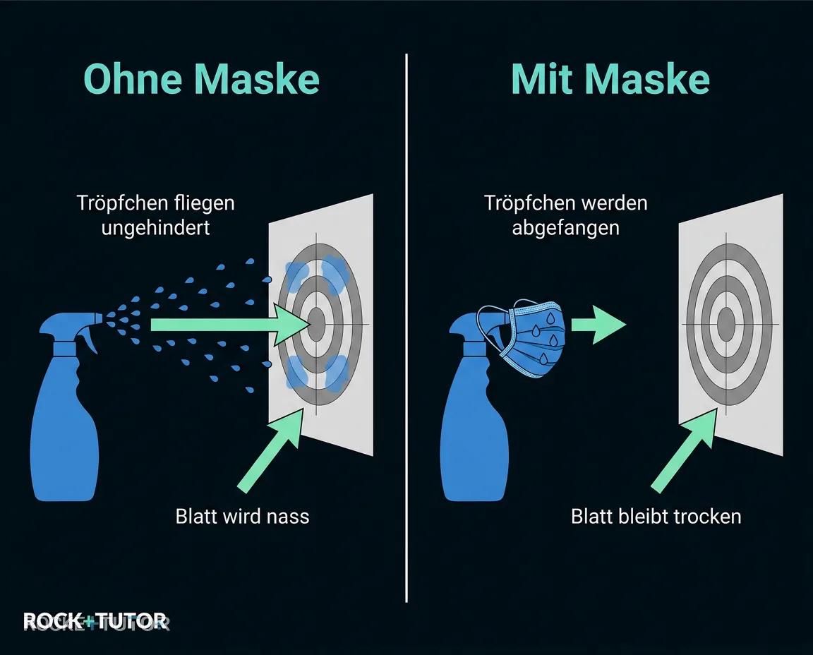 Sprühflaschen-Test mit Maske