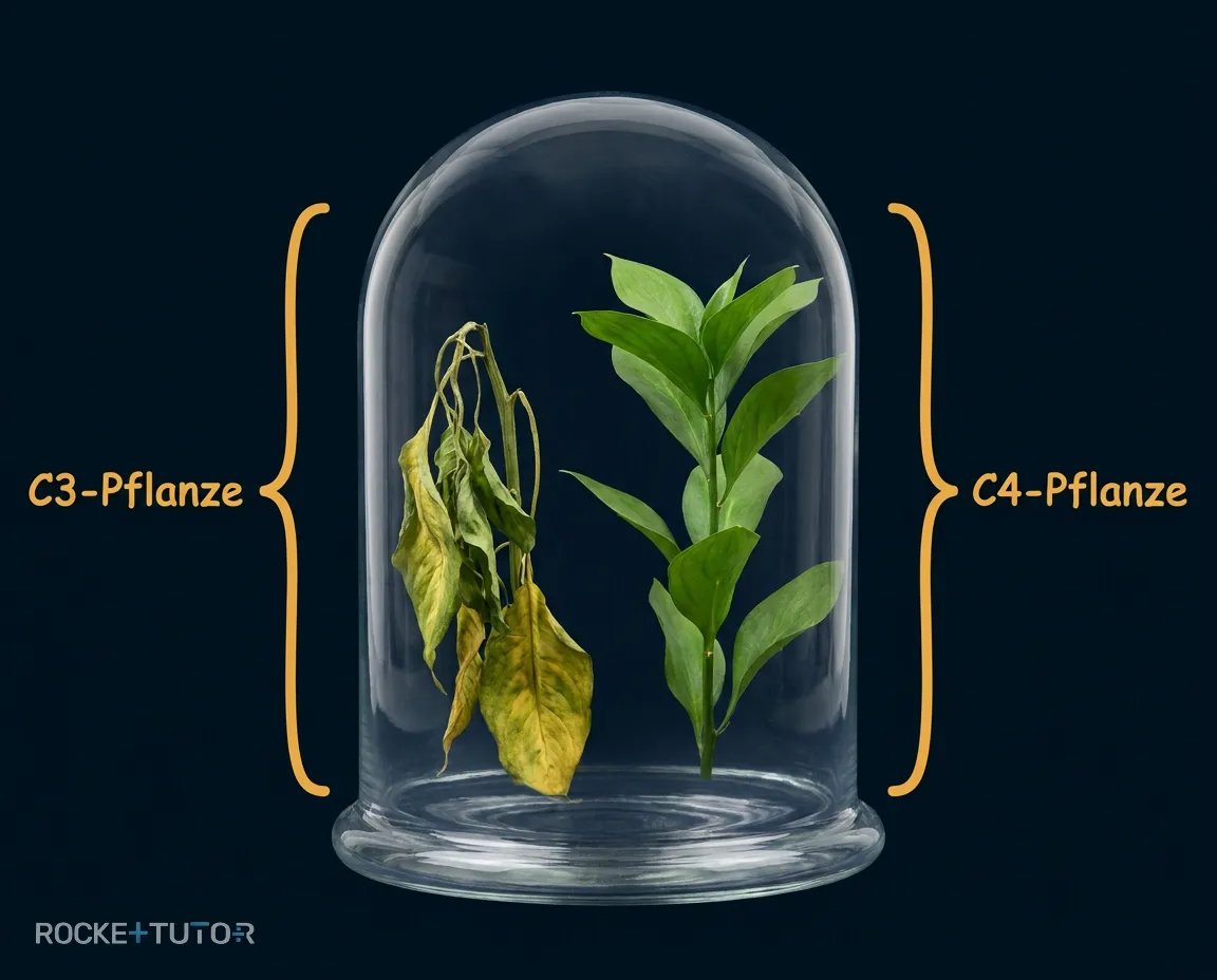 C3 und C4 Pflanze im Glaskasten