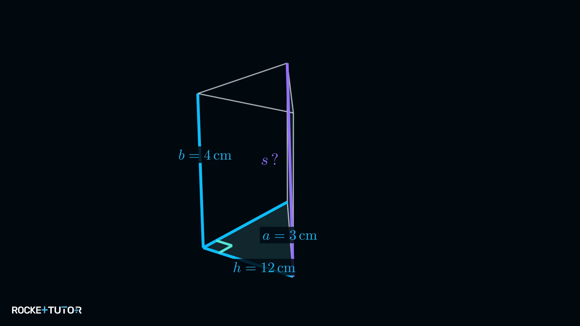 Gerades Prisma mit dreieckiger Grundfläche und Diagonale s