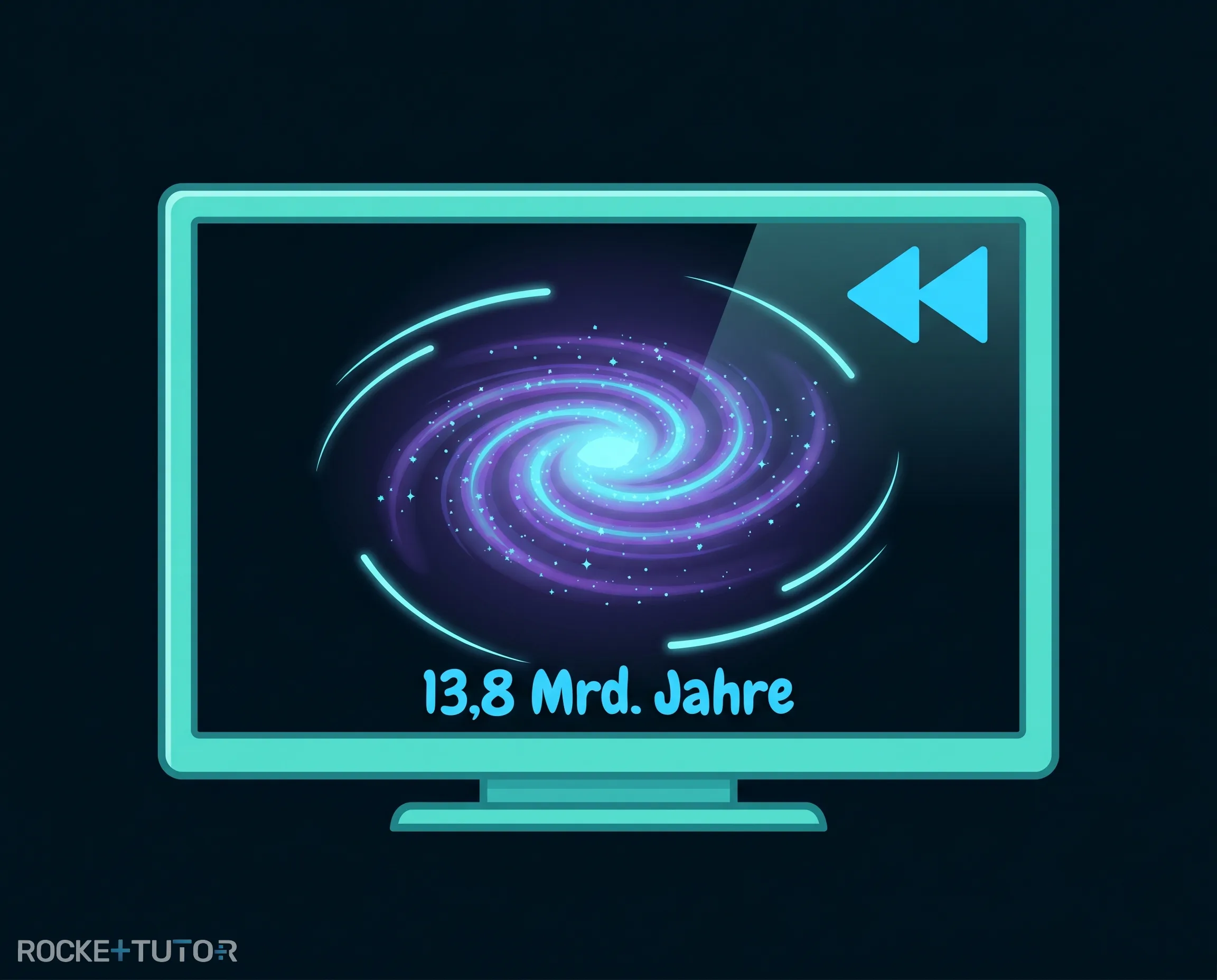 Fernseher mit Rücklauf-Symbol für das Universum