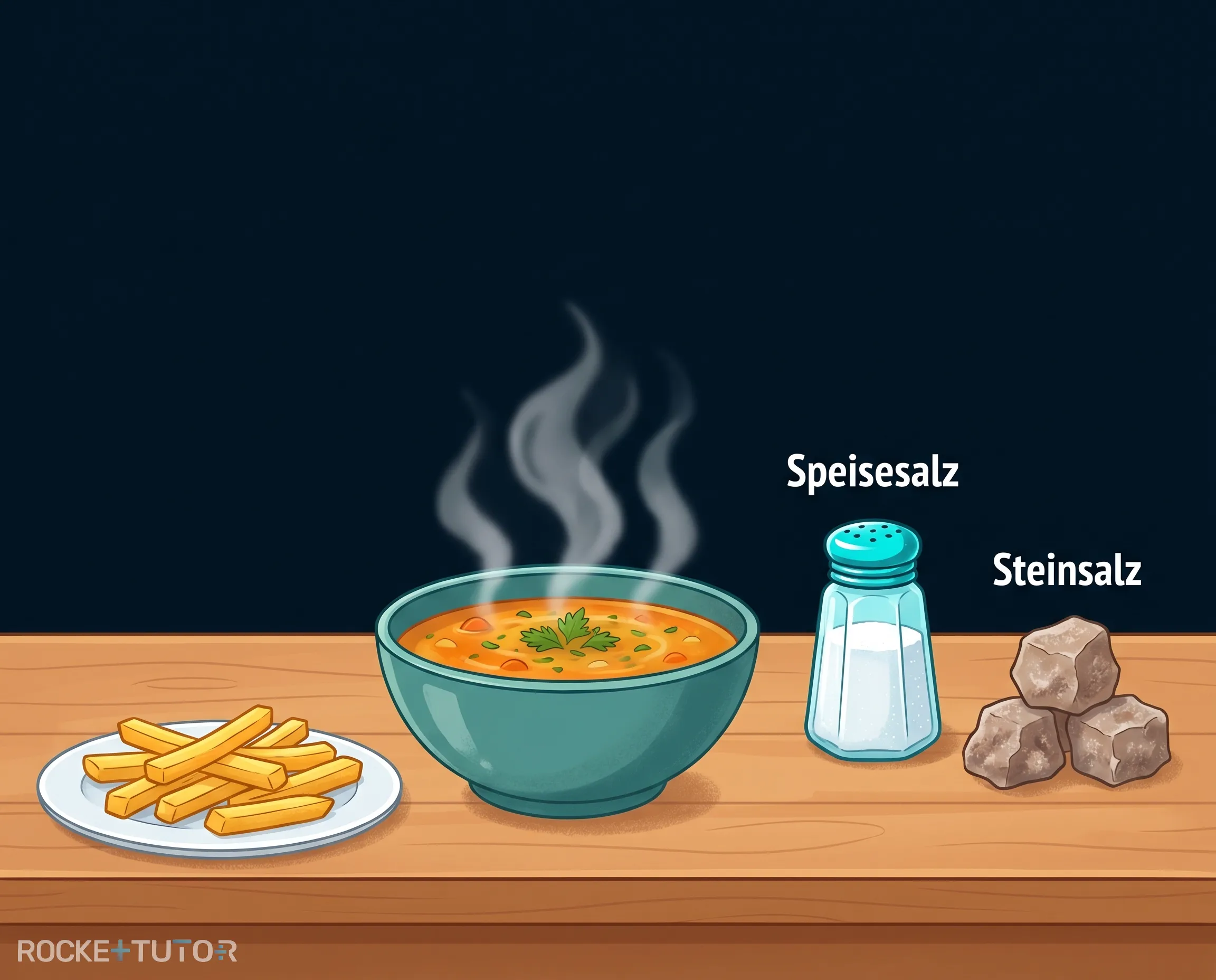 Salzstreuer und Salzkristalle