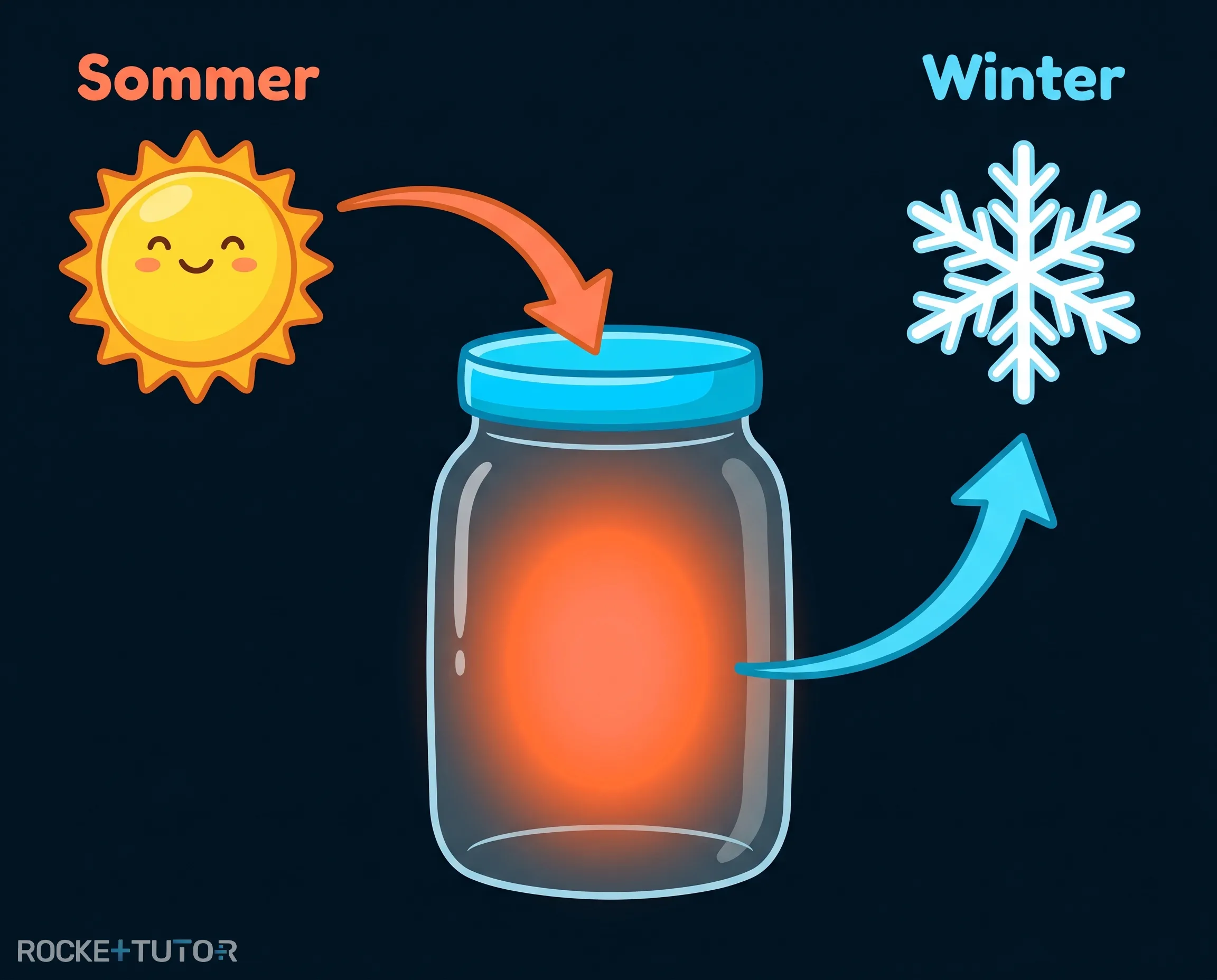 Sonne und Schneeflocke als Symbol für Wärmespeicherung