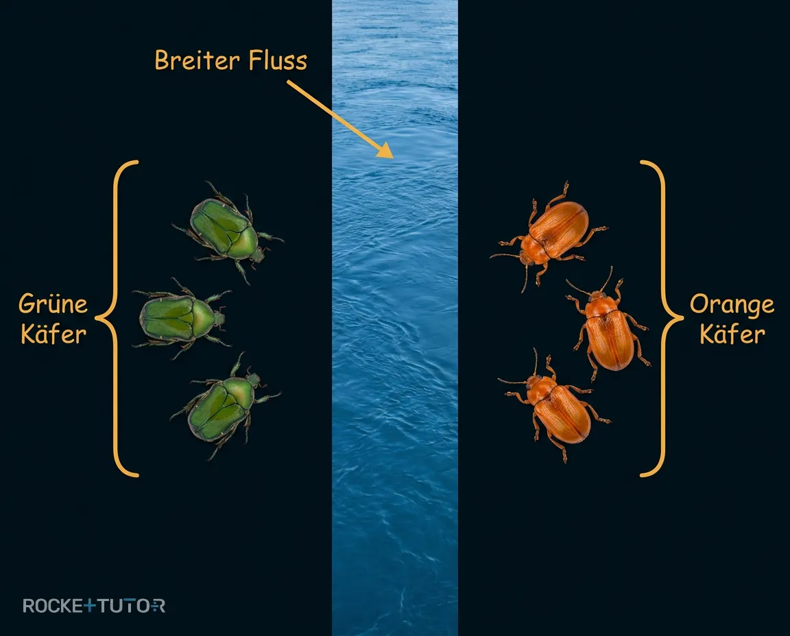 Käfer durch Fluss getrennt