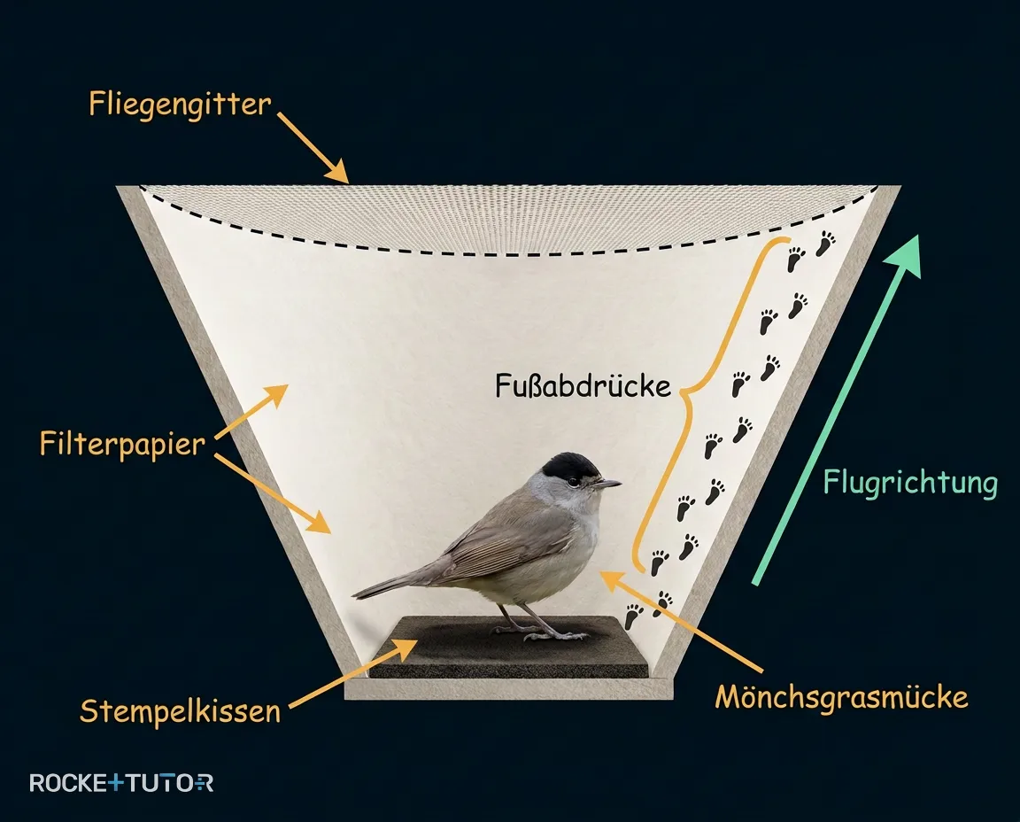 Vogel im Emlen-Trichter