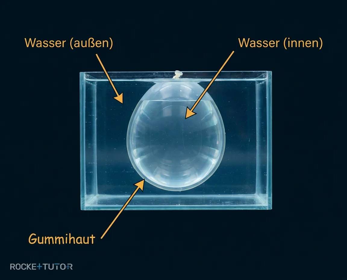 Wasserballon im Schwimmbecken als Analogie