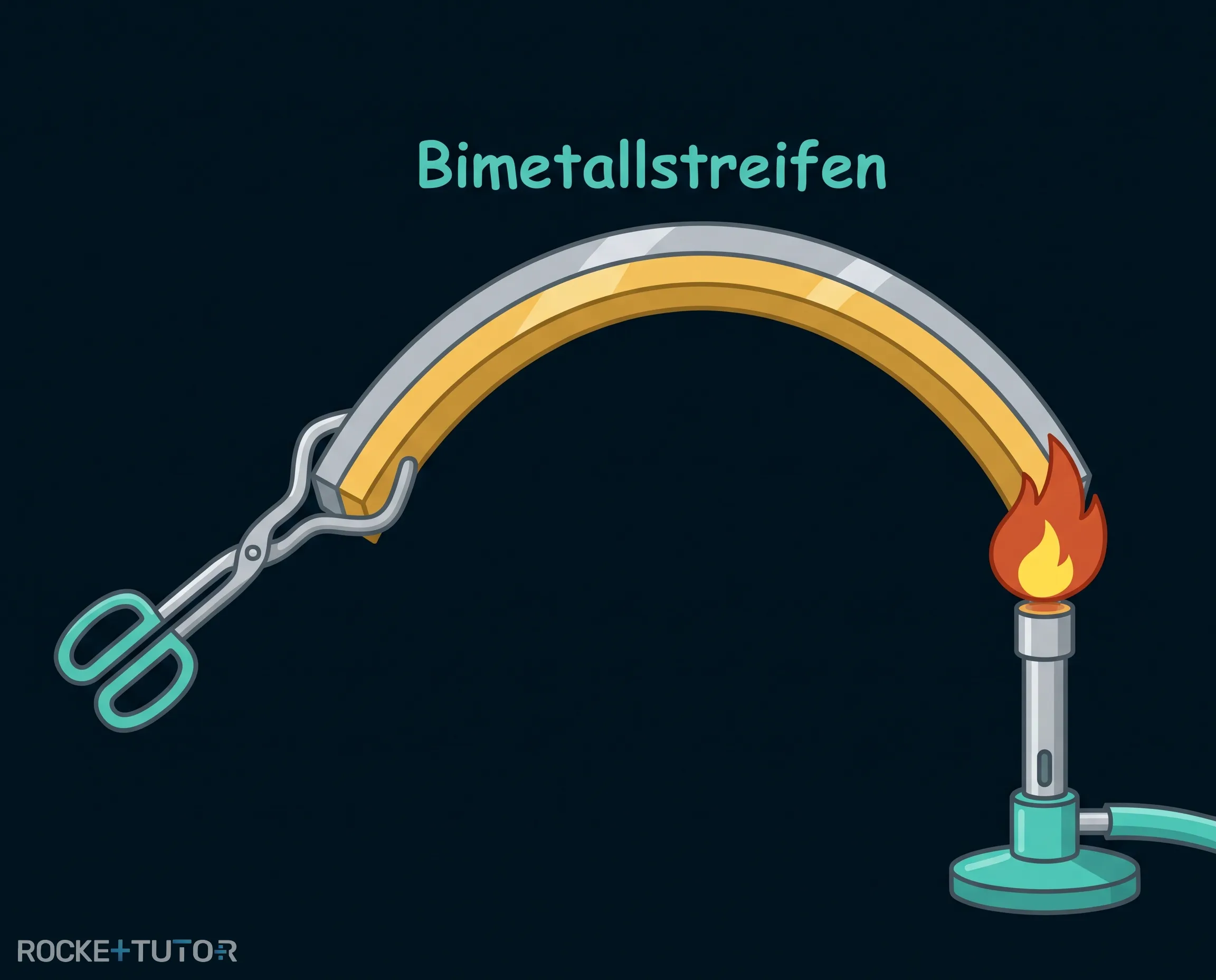 Bimetallstreifen verbiegt sich bei Hitze