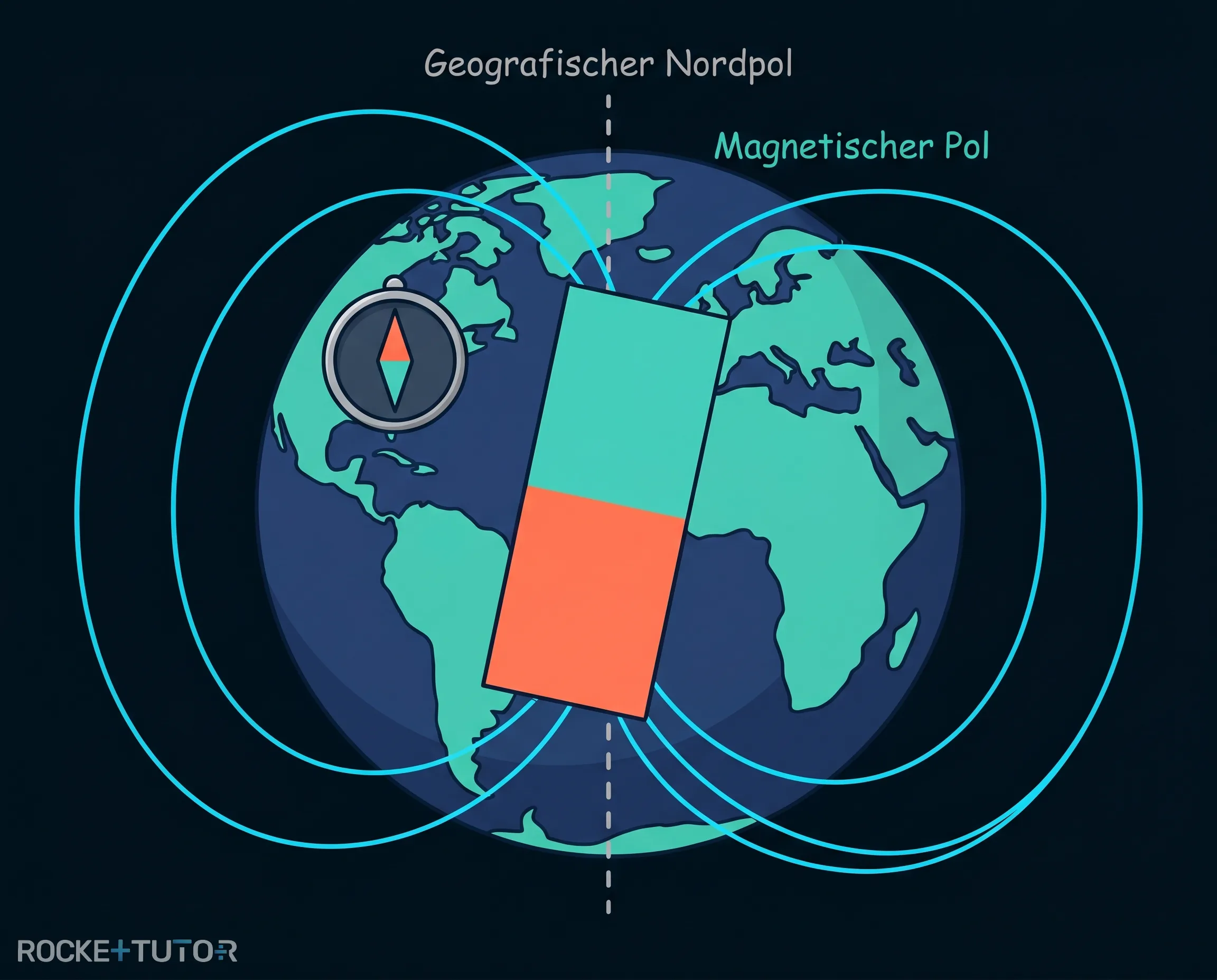 Magnetfeld der Erde mit Kompass