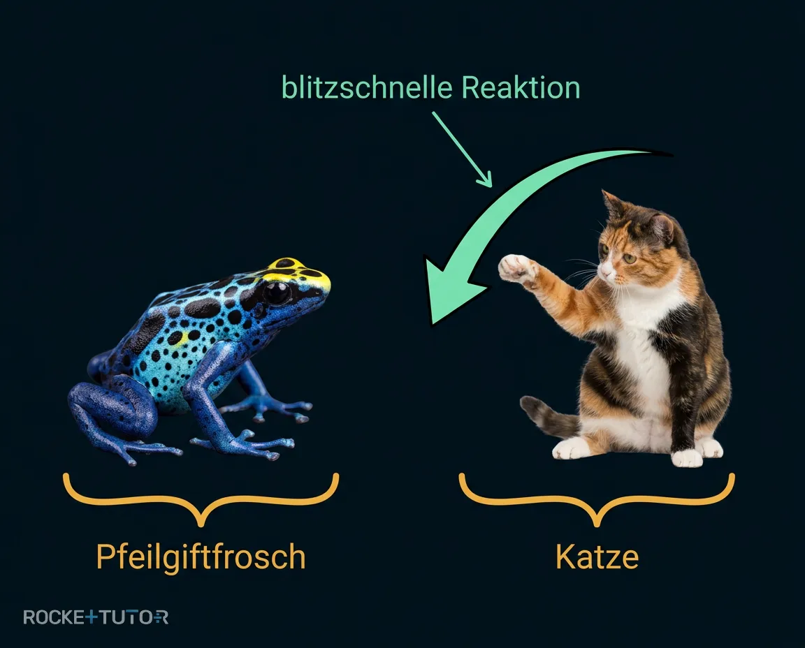Pfeilgiftfrosch und Katze