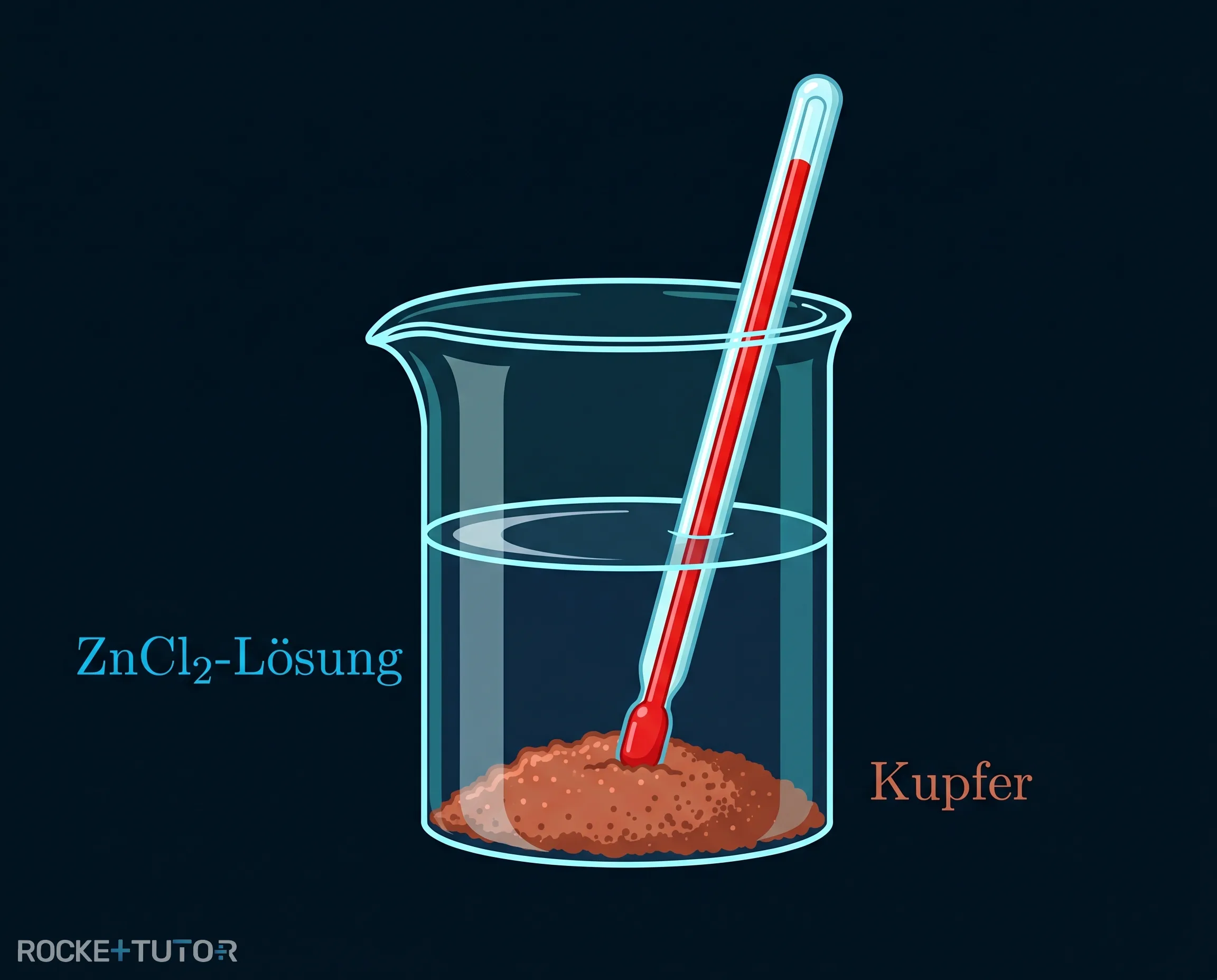Entfärbte Lösung mit Kupfer