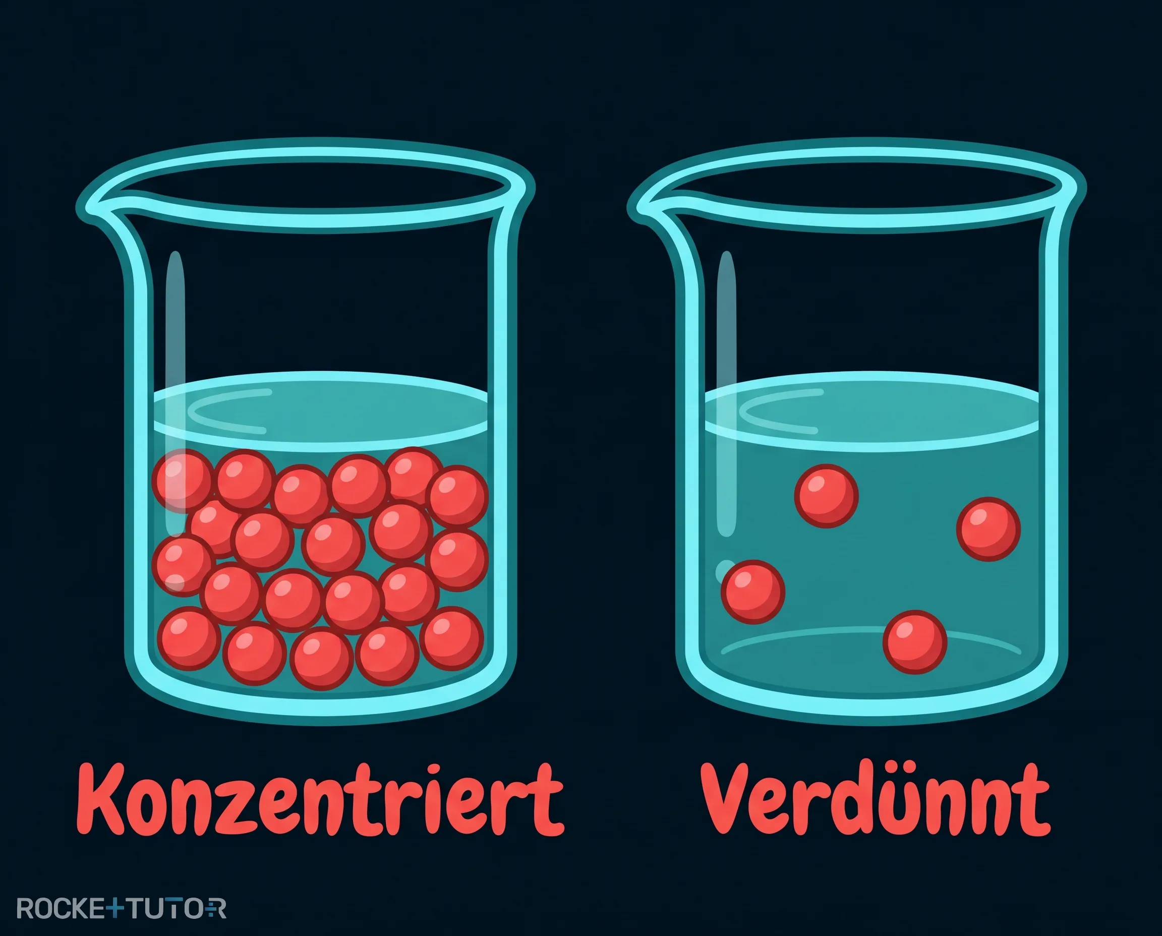 Vergleich konzentrierte und verdünnte Lösung