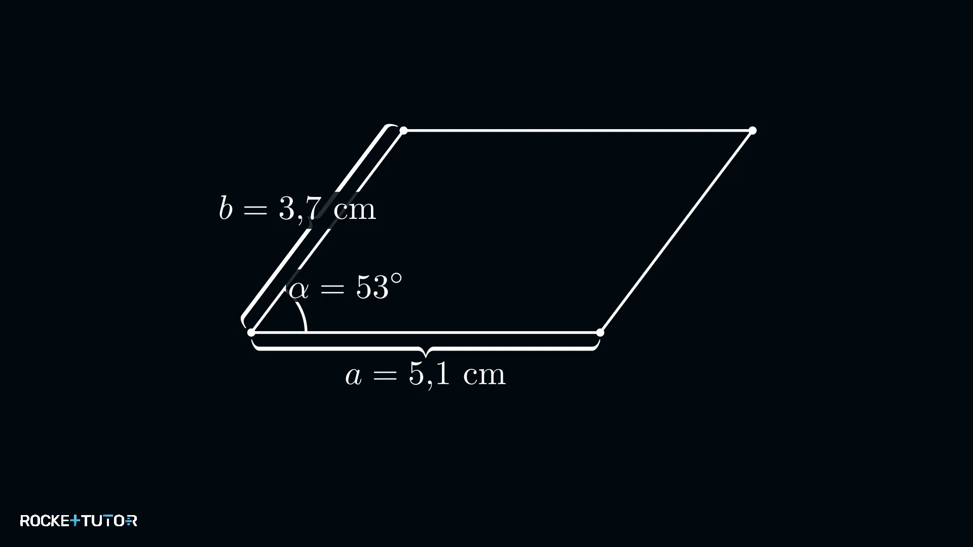 Parallelogramm mit 53 Grad Winkel