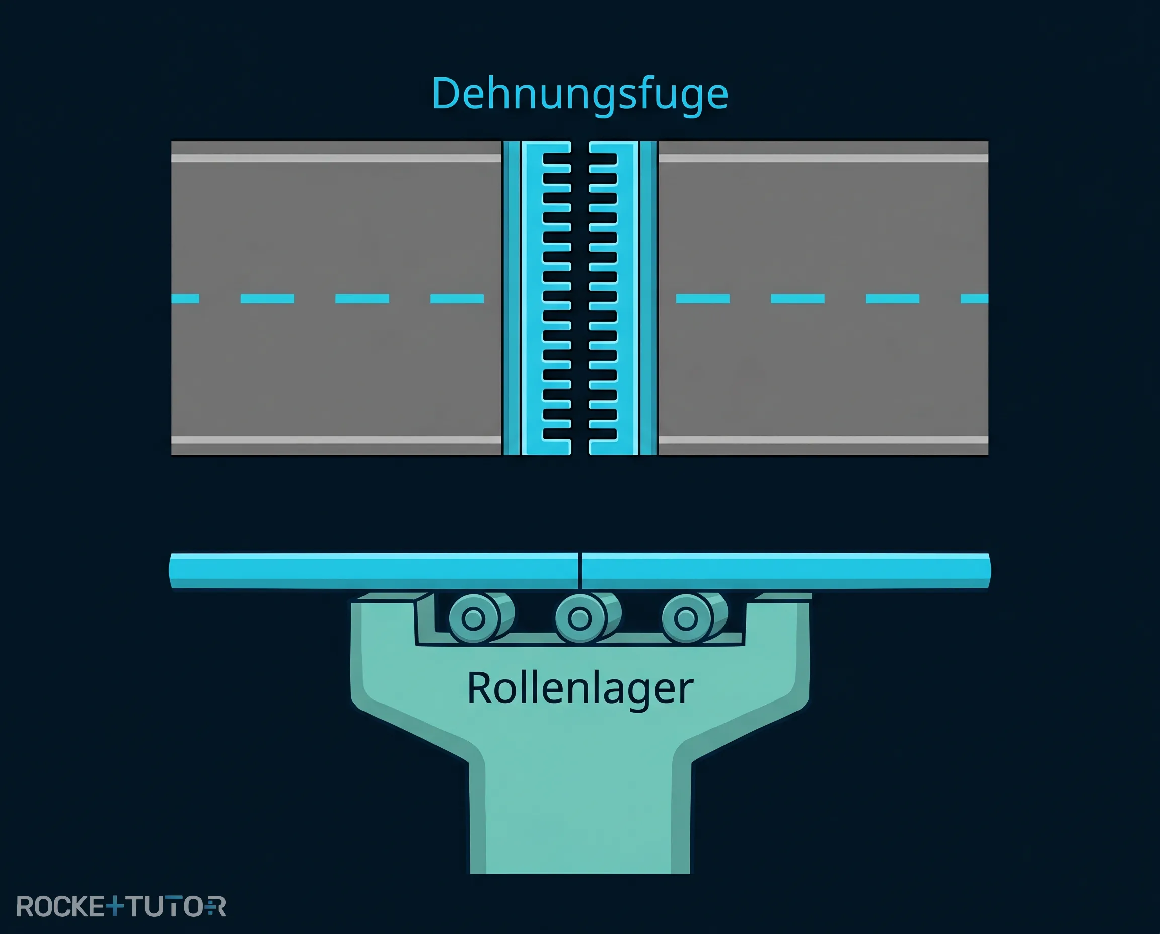 Dehnungsfuge und Rollenlager Brücke