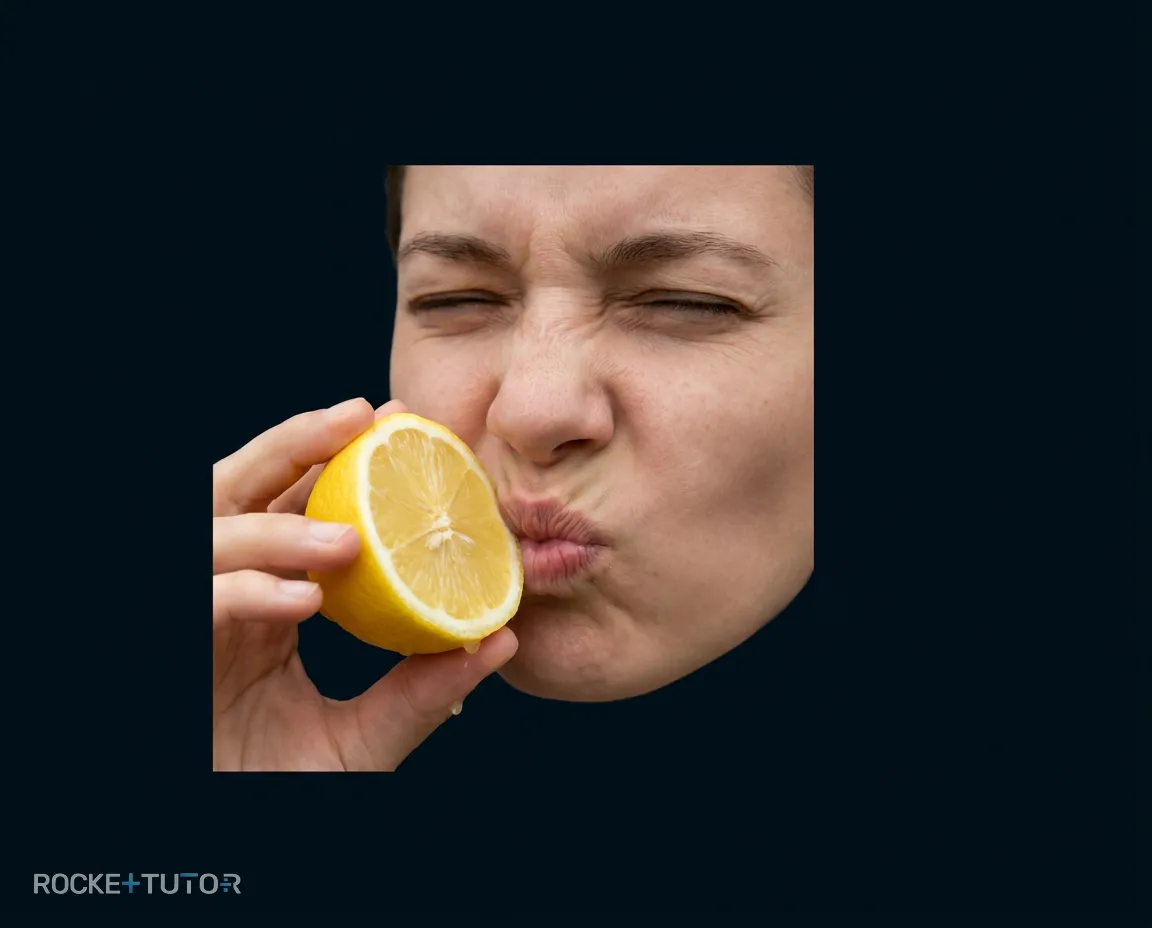 Mädchen isst saure Zitrone