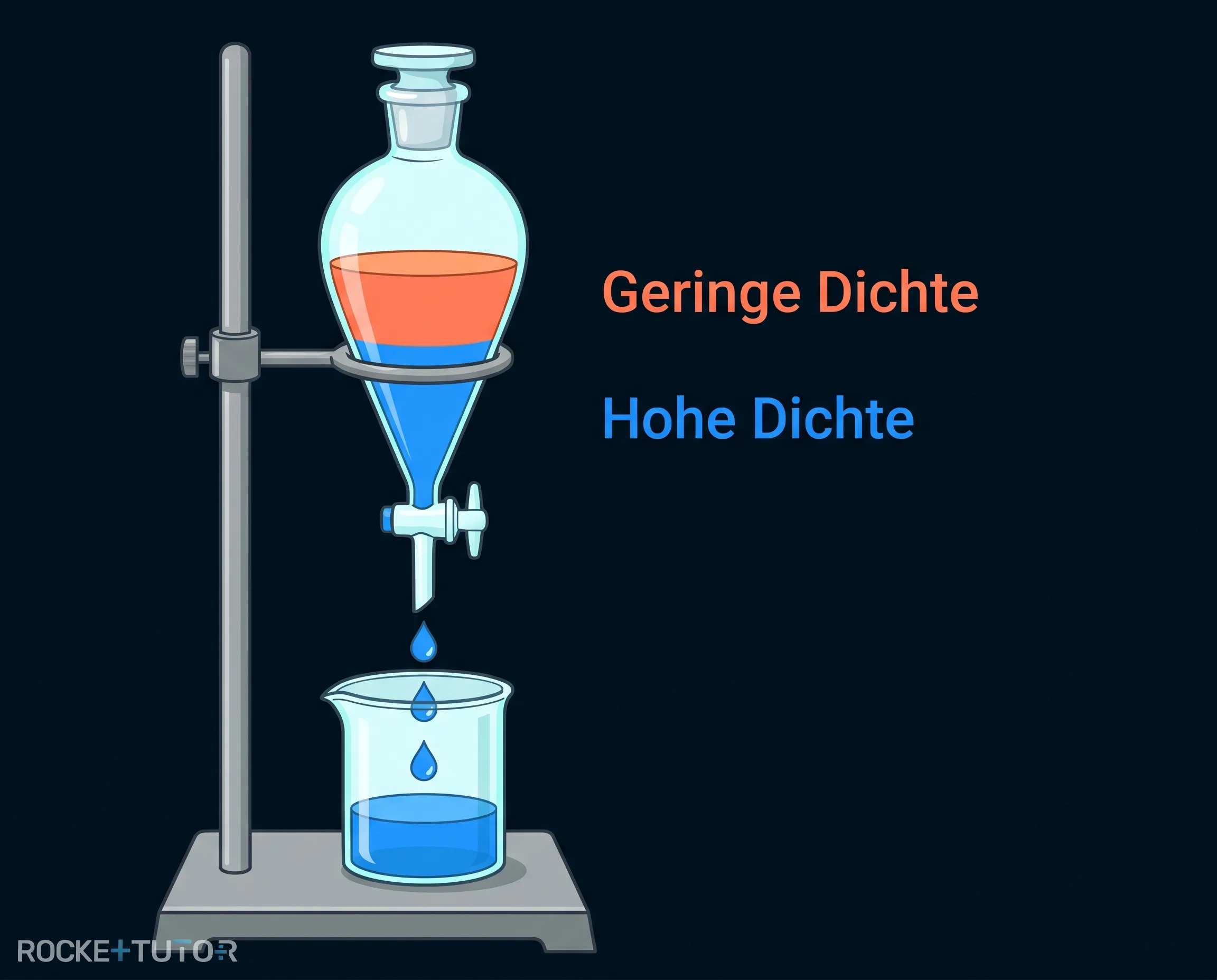 Scheidetrichter mit zwei Flüssigkeiten