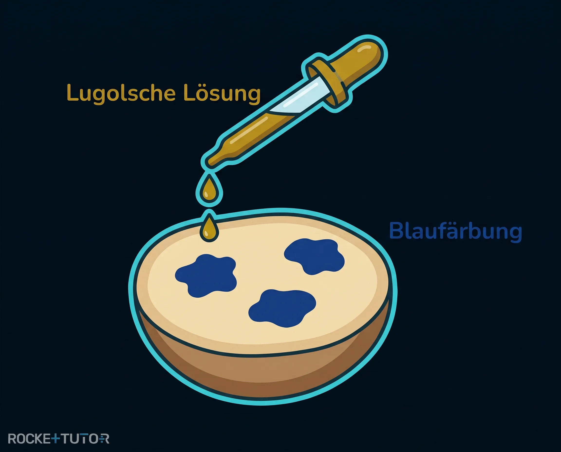 Tiefblaue Verfärbung auf einer Kartoffelscheibe