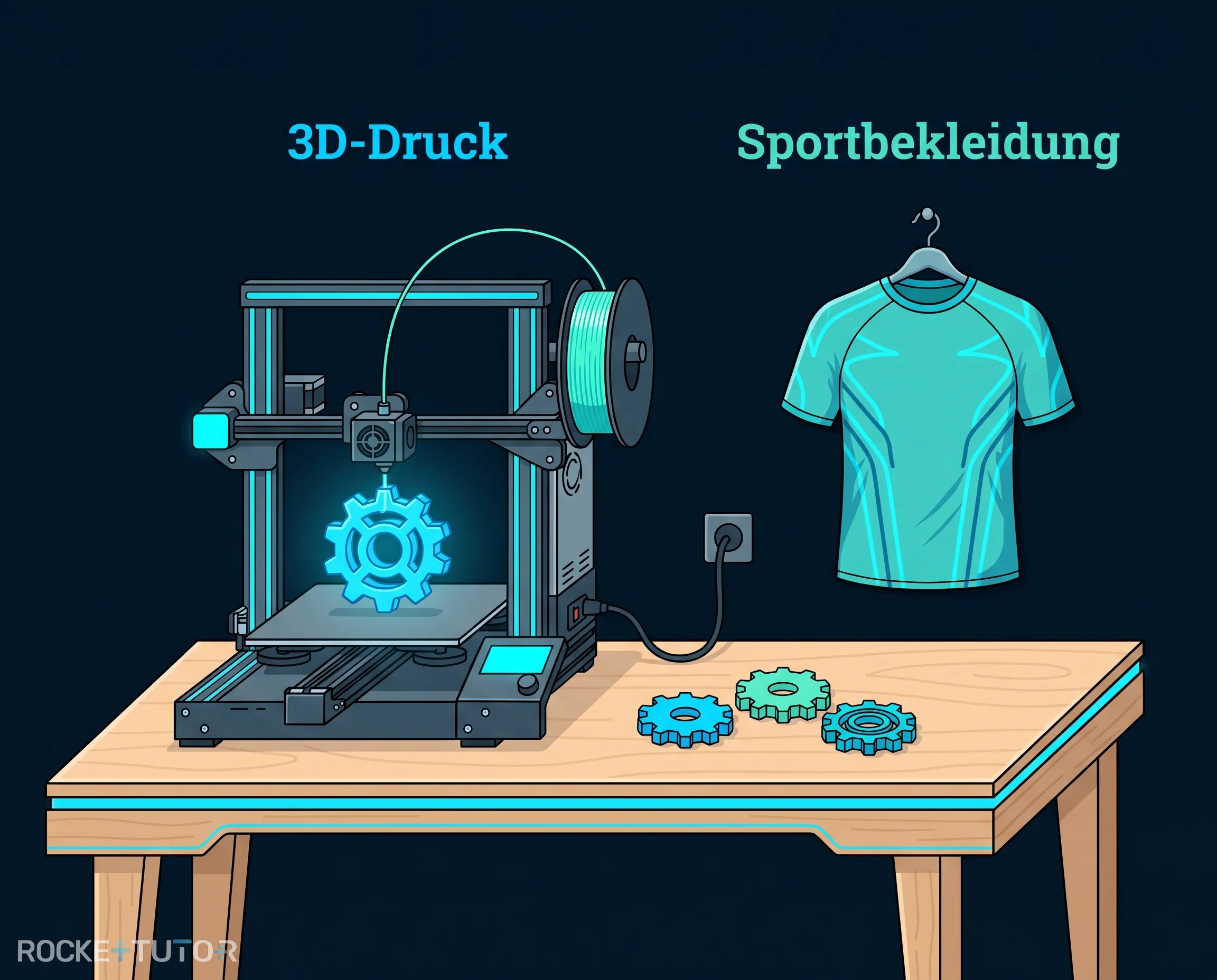Sportshirt und 3D Drucker aus Kunststoff