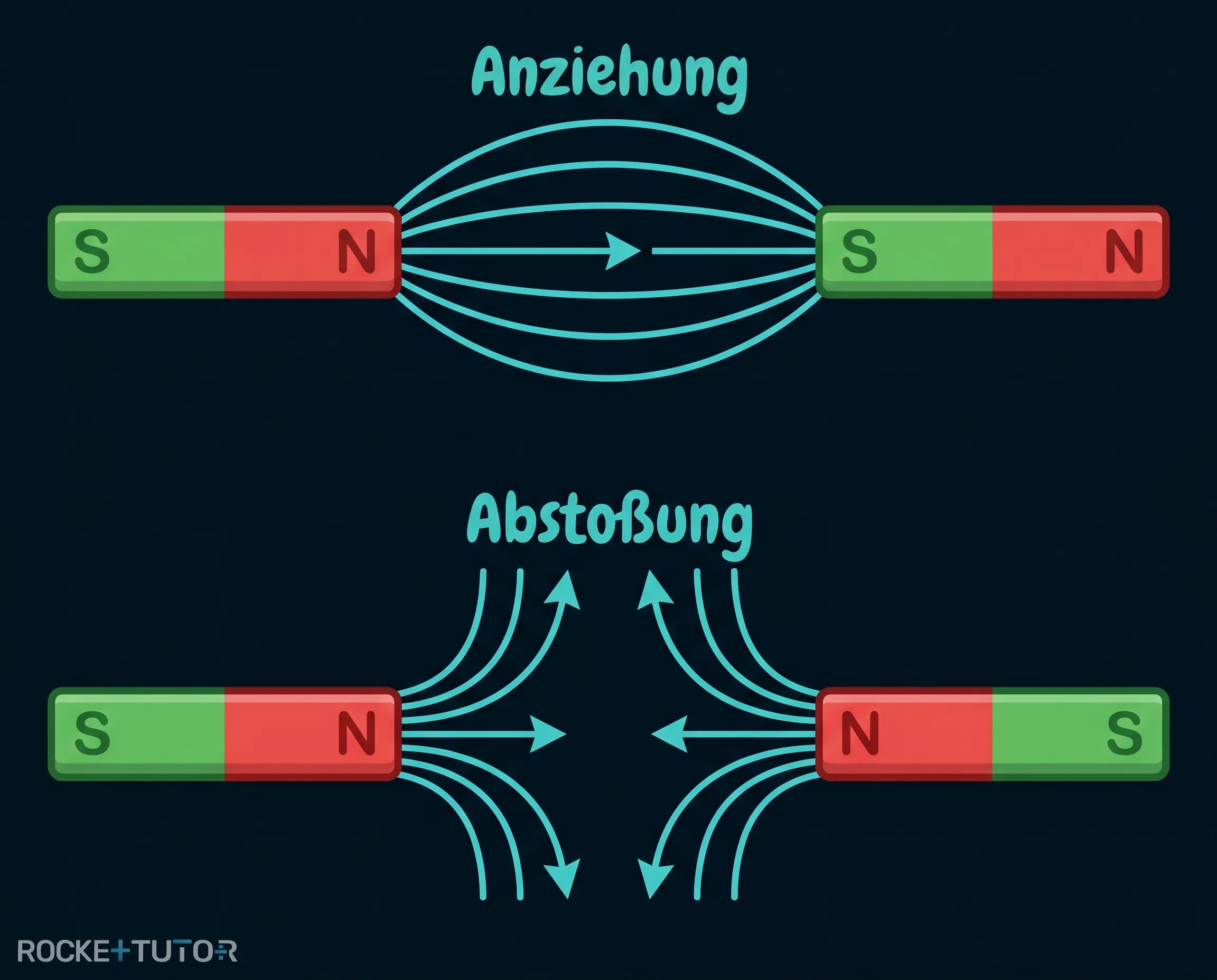 Feldlinien bei Anziehung und Abstoßung