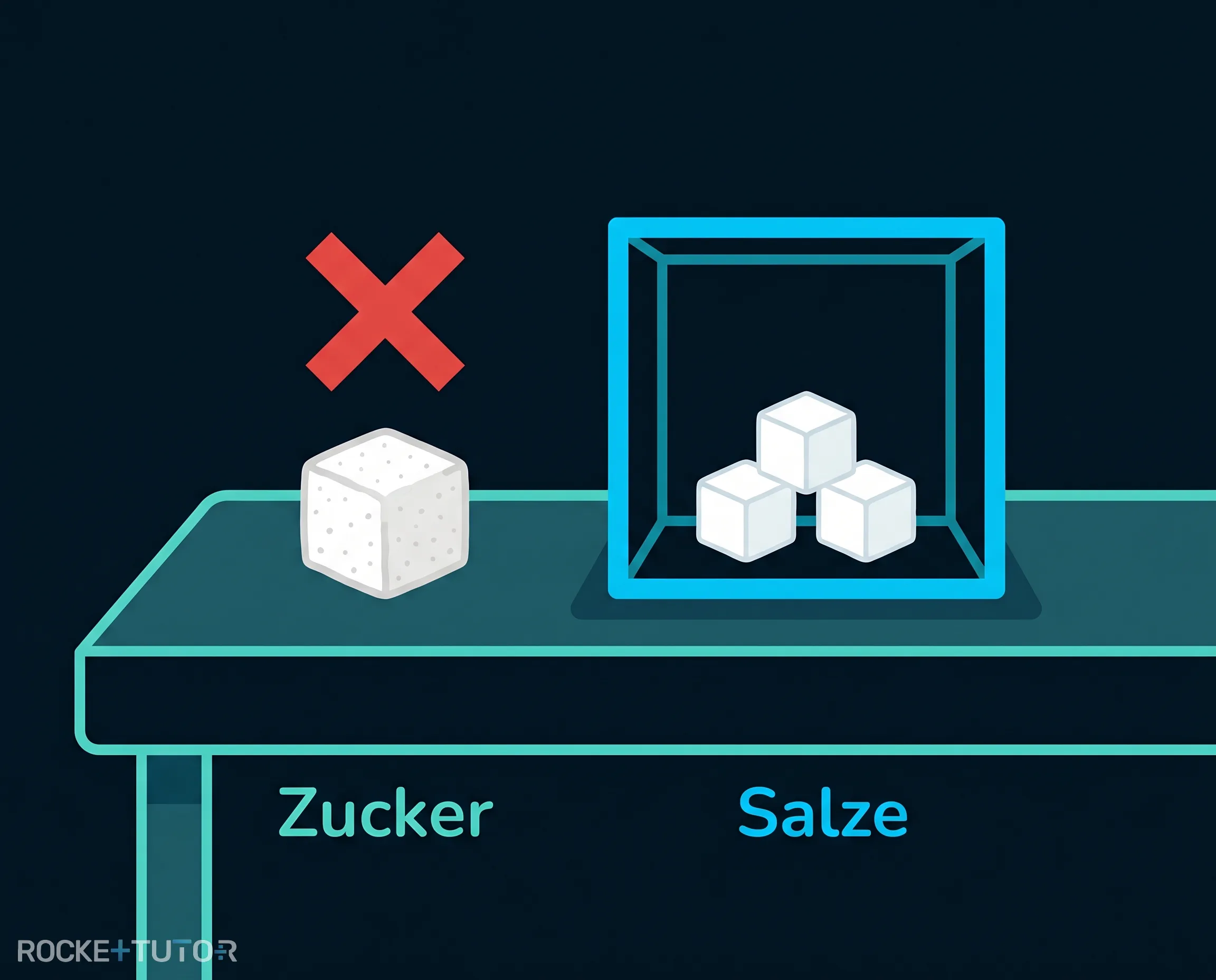 Zucker und Salz im Vergleich