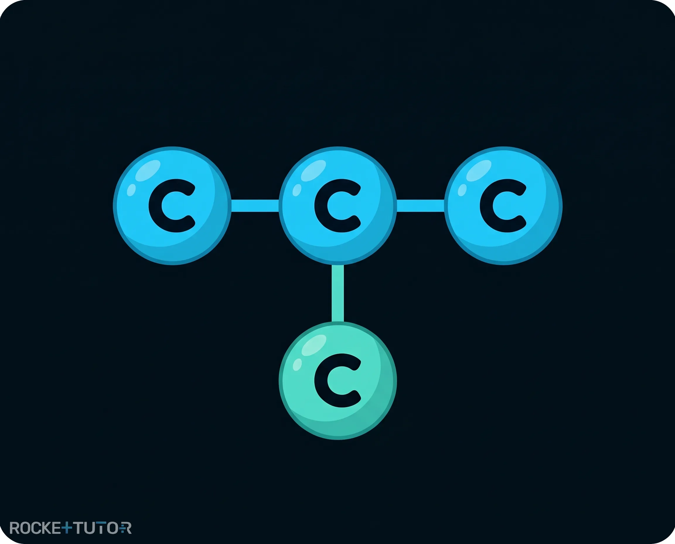 Verzweigte Kohlenstoffkette aus 3 Atomen