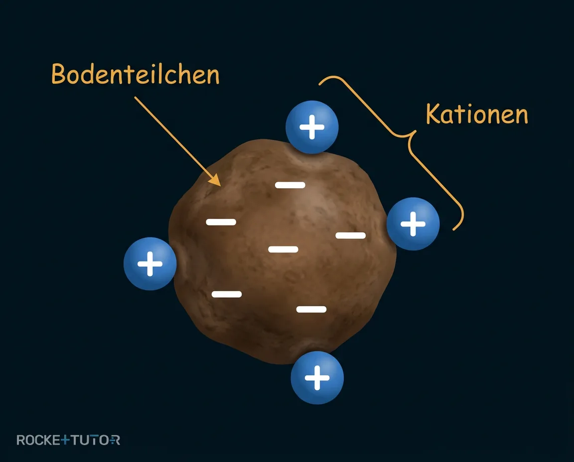 Schema von Kationen am Bodenteilchen