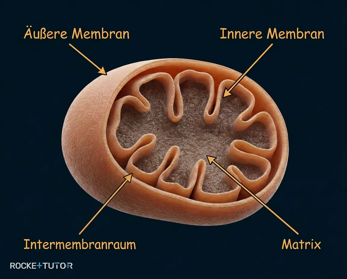 Aufbau eines Mitochondriums mit Membranen