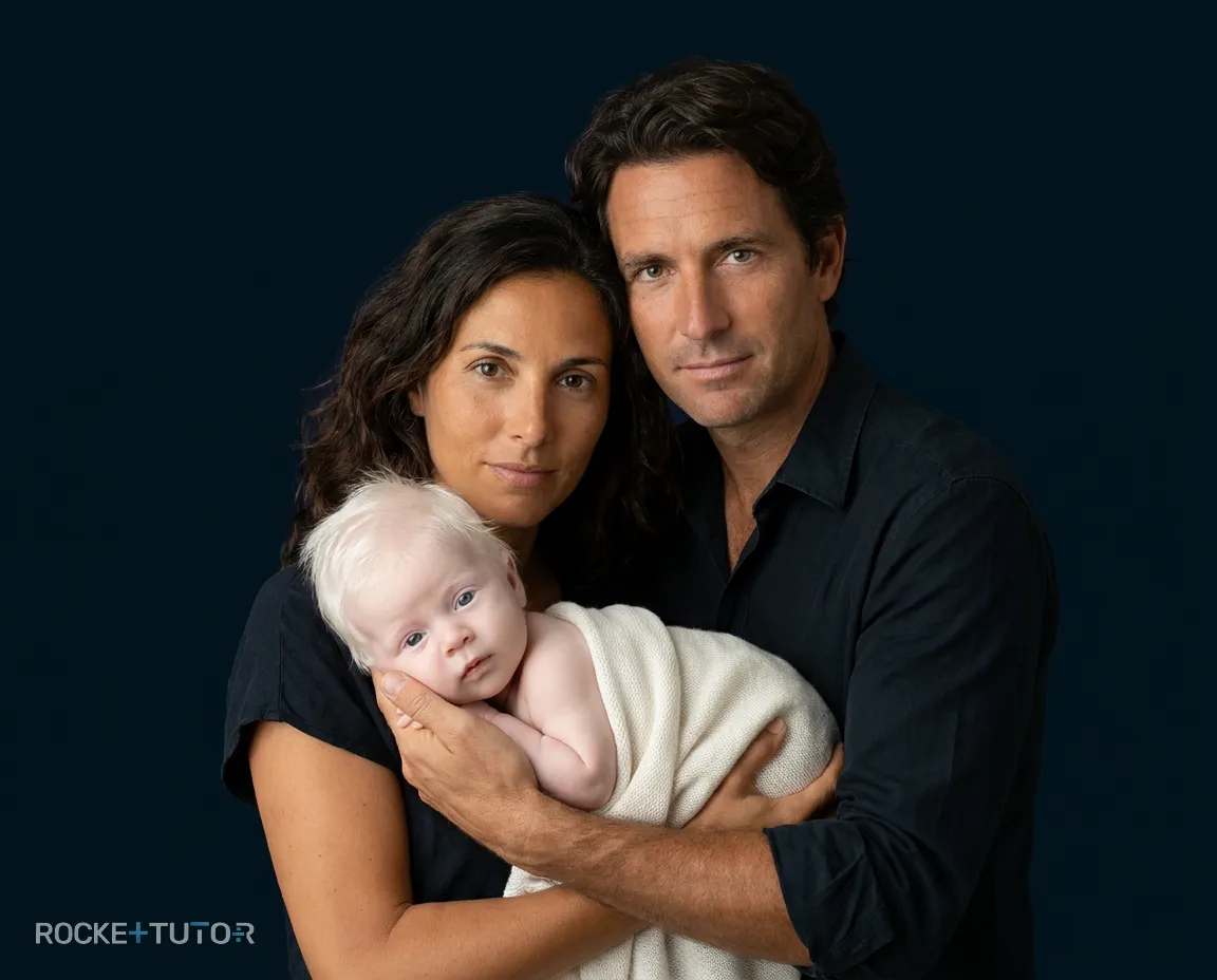 Eltern mit Baby mit Albinismus
