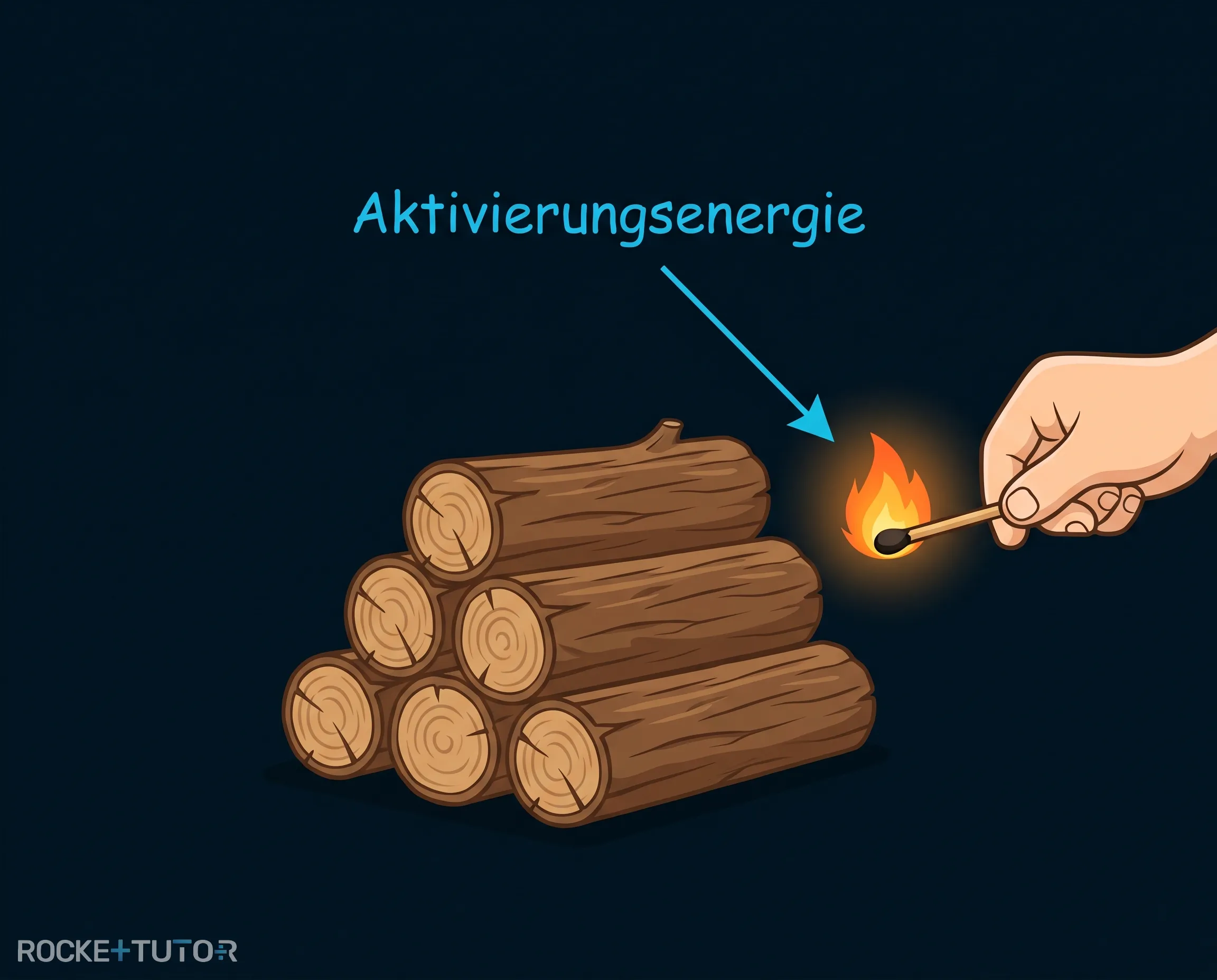 Brennendes Streichholz am Holz