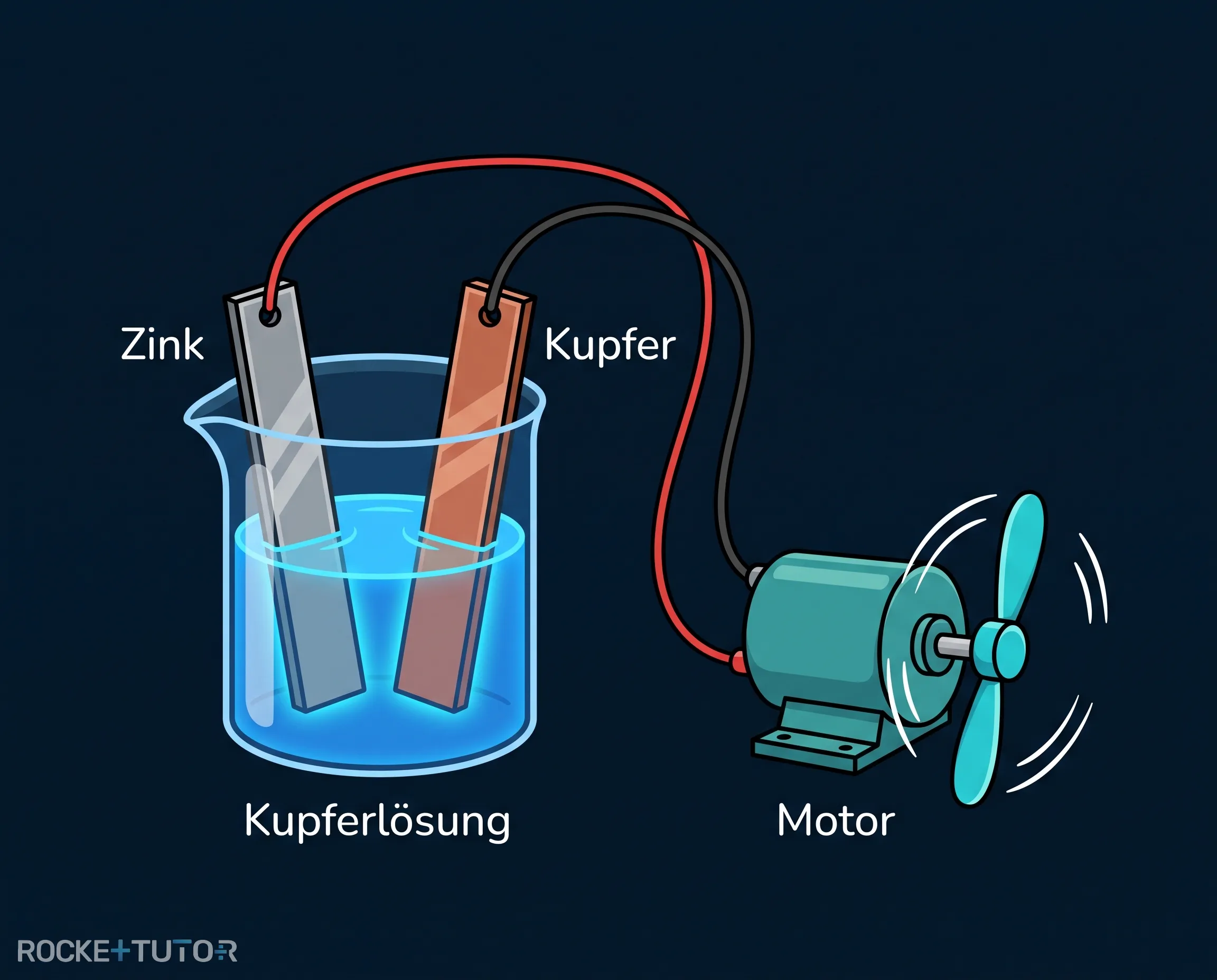 Versuchsaufbau mit Metallen und Flüssigkeiten