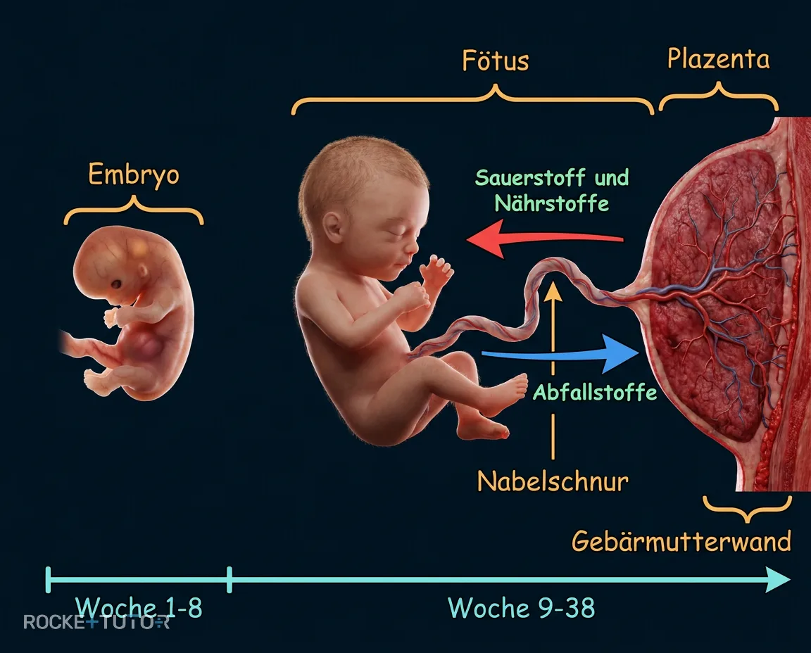 Plazenta und Nabelschnur im Mutterleib
