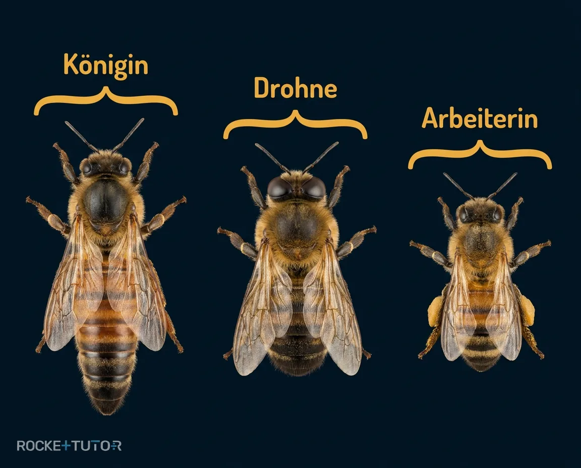 Drei Bienenarten im Vergleich