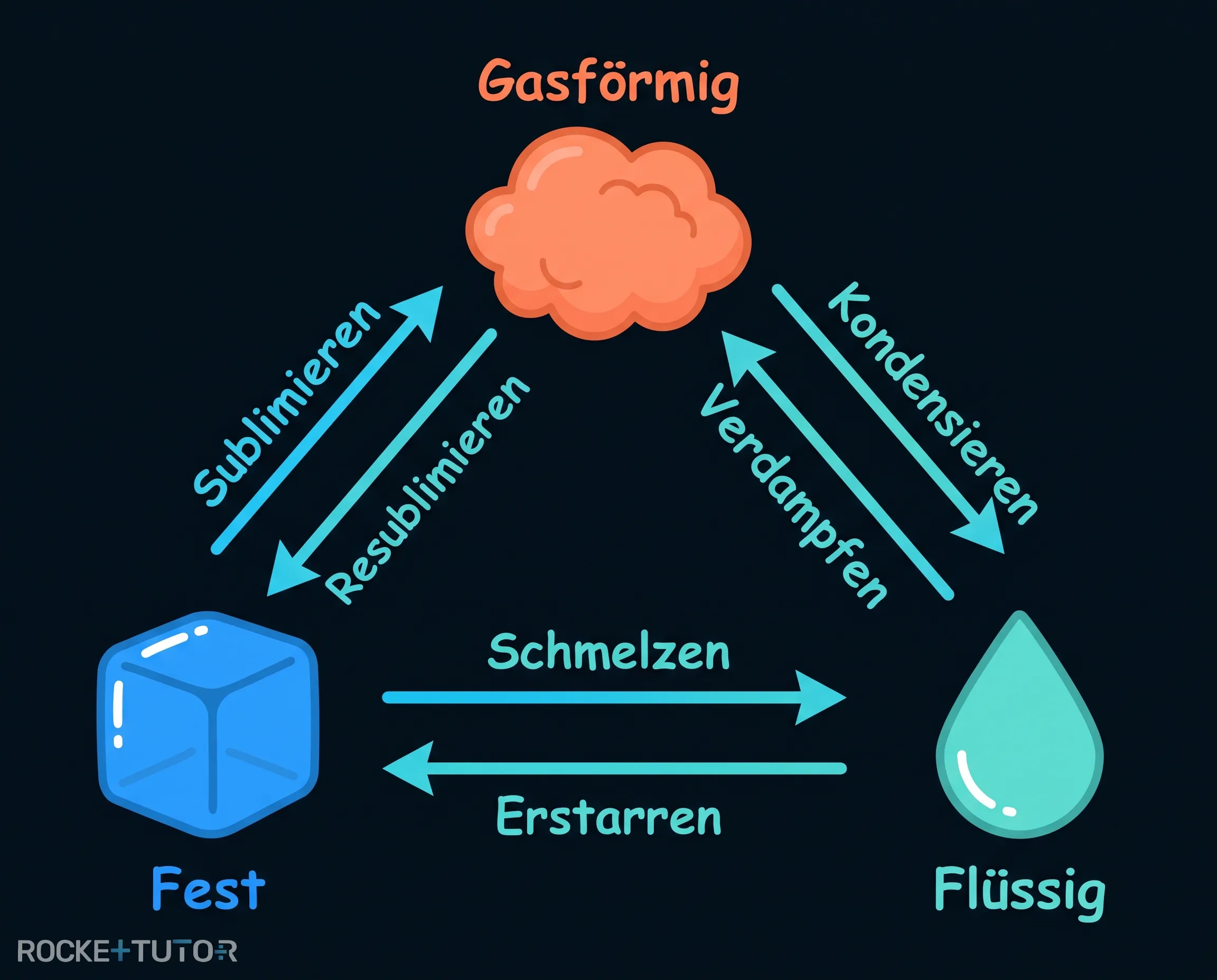 Diagramm der sechs Phasenübergänge