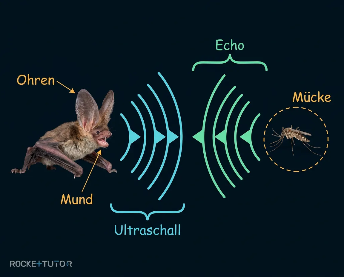 Fledermaus sendet Ultraschall aus