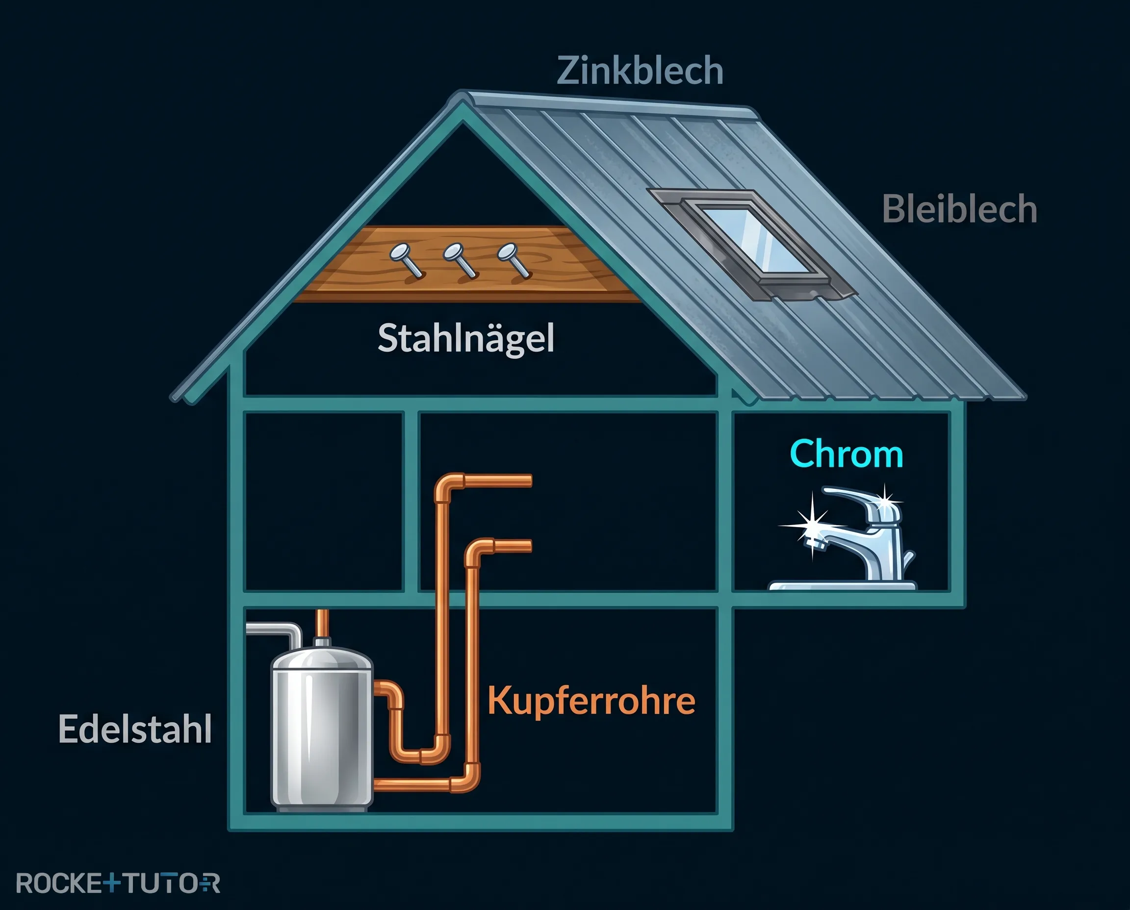 Verschiedene Metalle im Hausbau