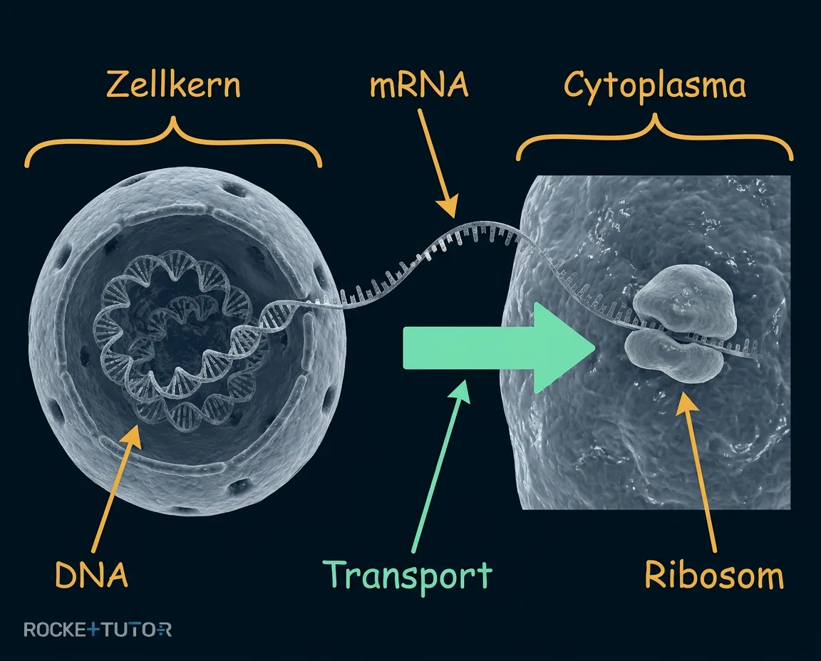 DNA zu mRNA zu Protein
