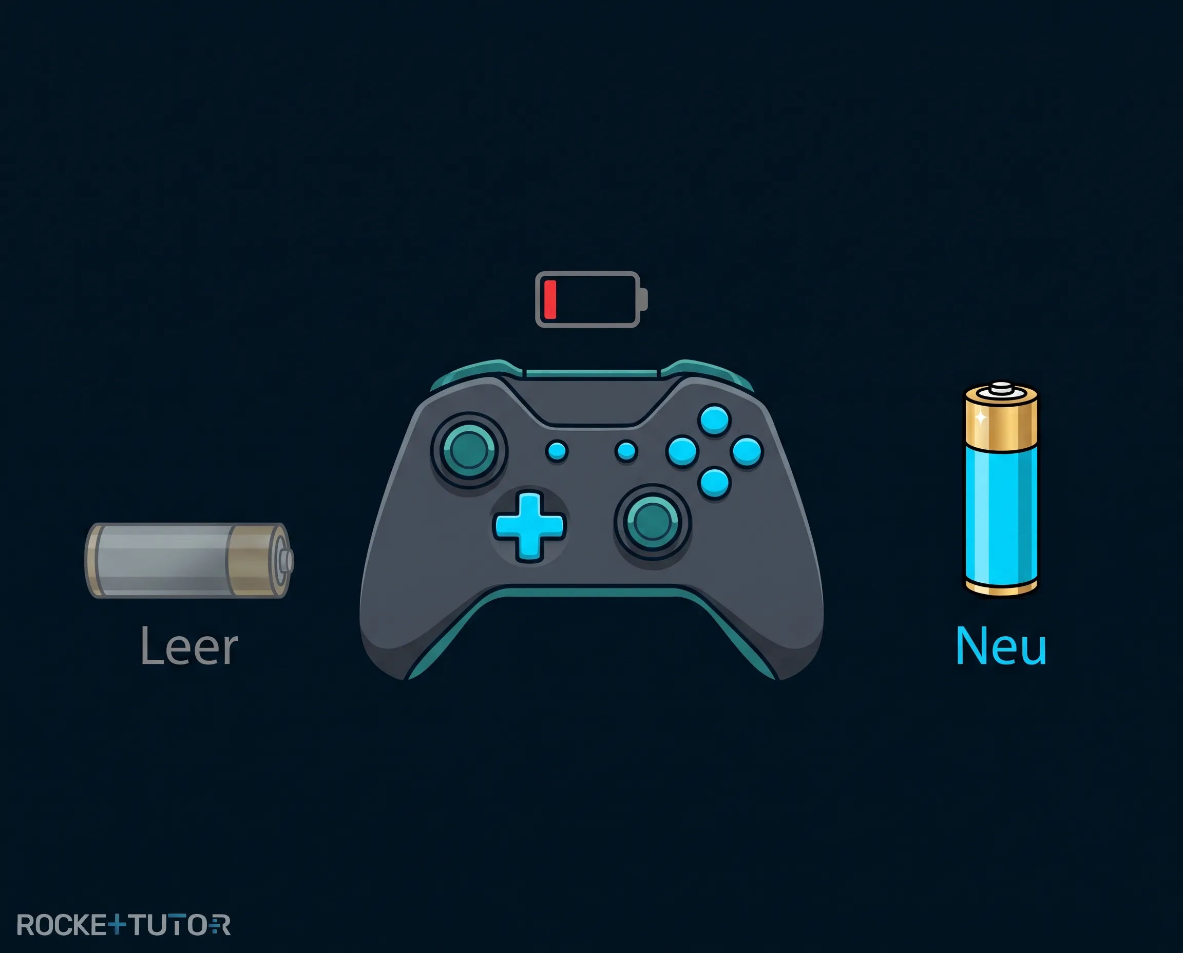 Leere Batterien vor Controller