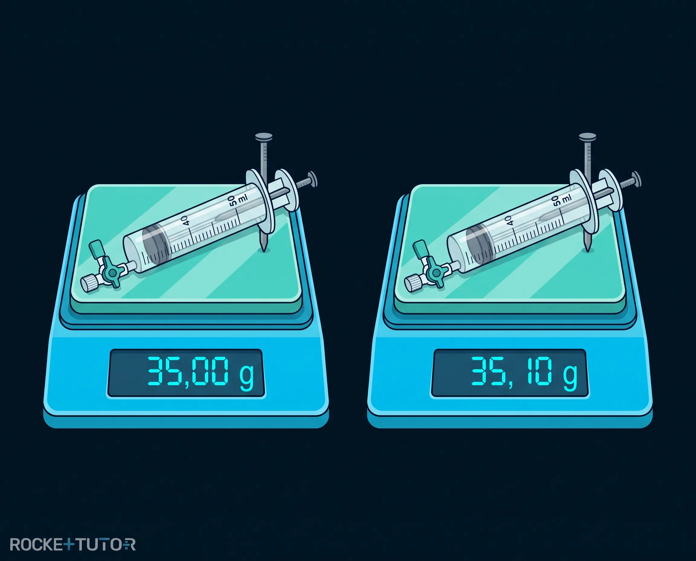 Massendifferenz bei Spritzenmethode